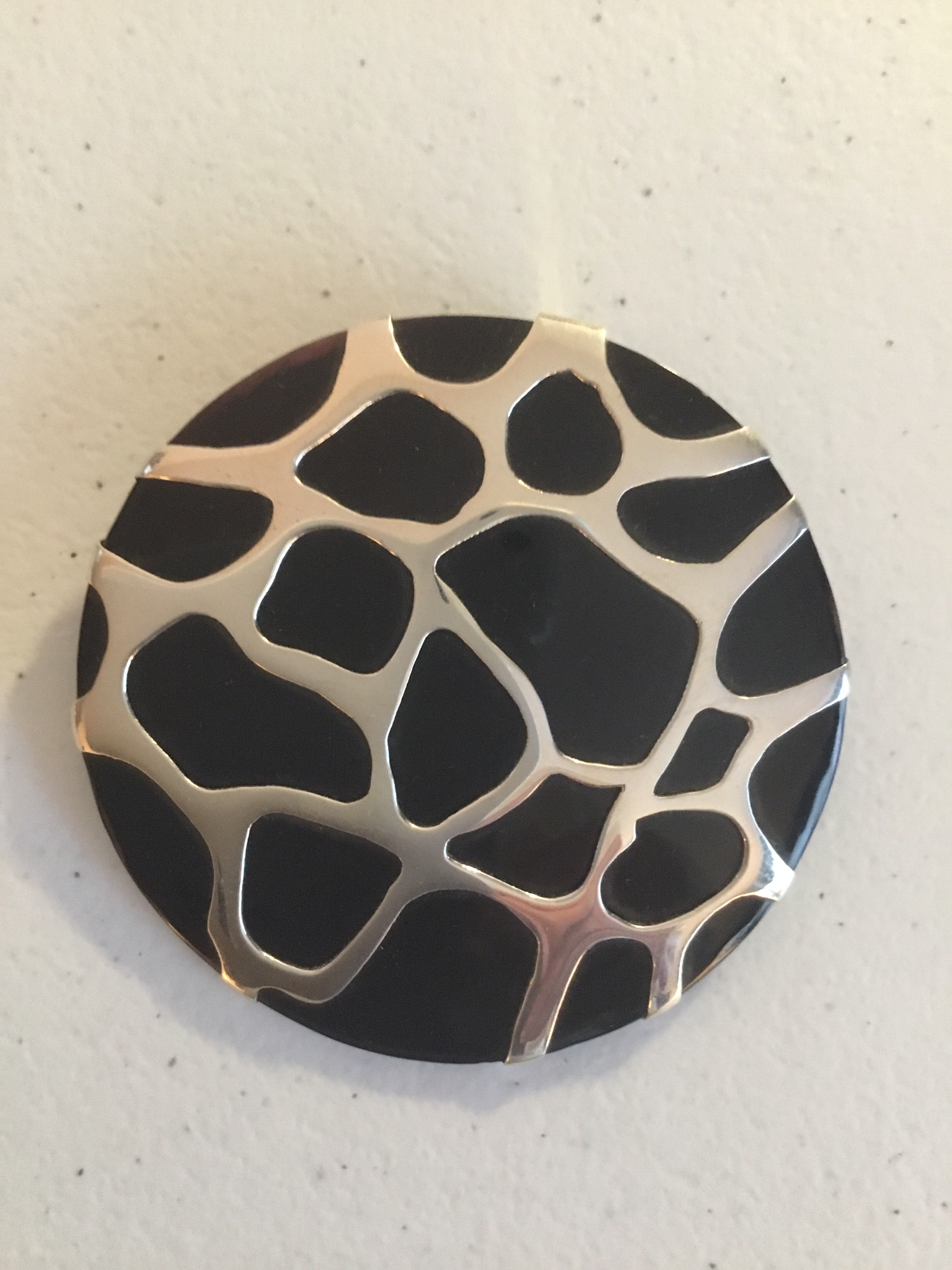 Gray Mother of Pearl XL Cobweb Sterling Silver Pendant