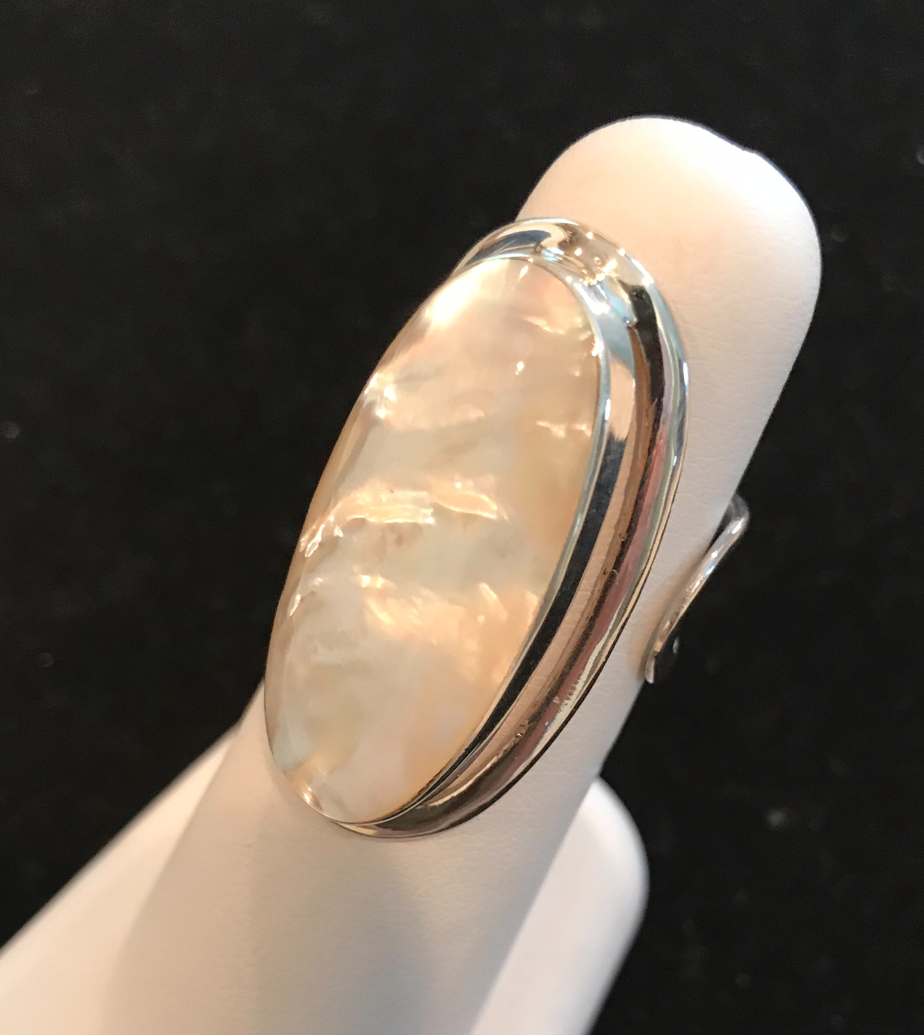 Large Oval Sterling Silver Adjustable Ring