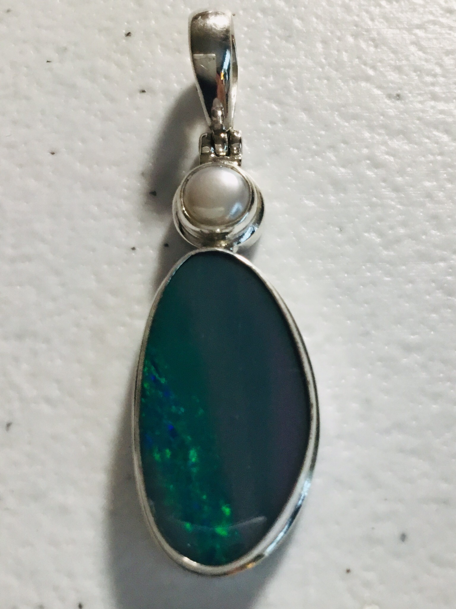 Sterling Silver Australian Opal With Pearl 102-PST-840-1
