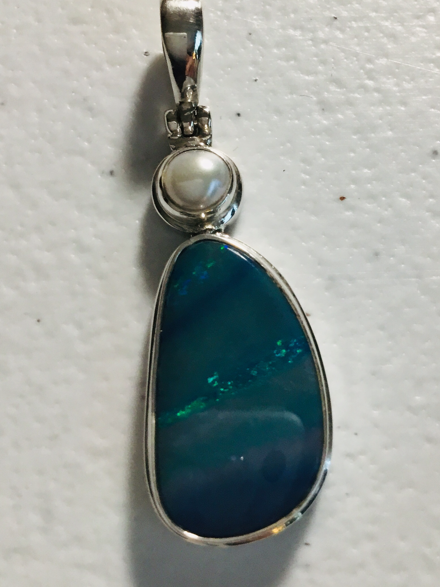 Sterling Silver Australian Opal With Pearl 2 102-PST-840-2