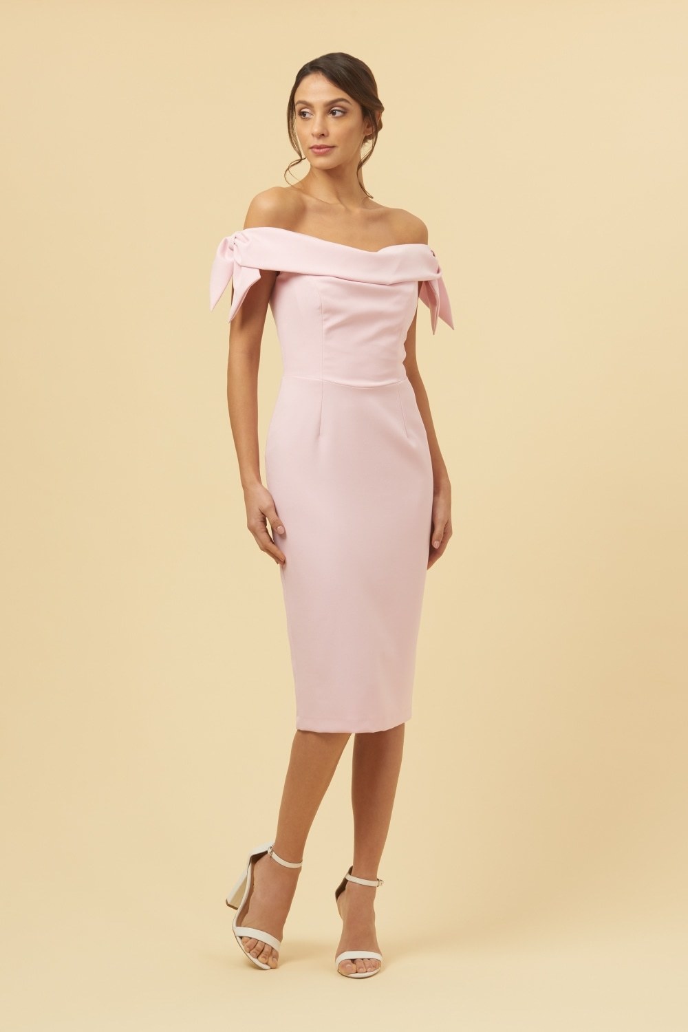 Tilly Dress Off the Shoulder Pale Pink Dress