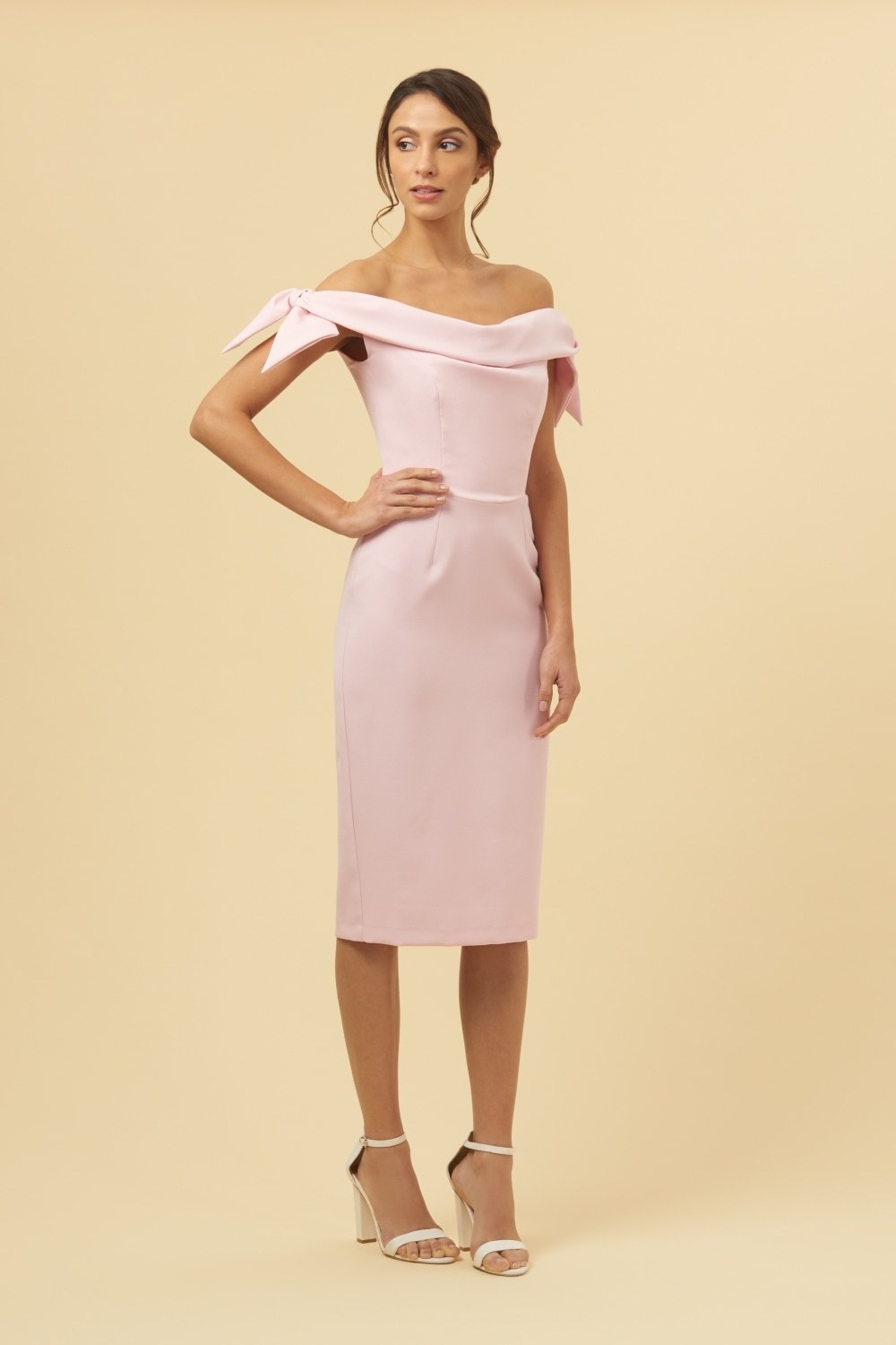 Tilly Dress Off the Shoulder Pale Pink Dress