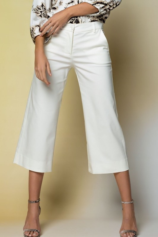White Ankle Length Wide Trousers ACCTR5072