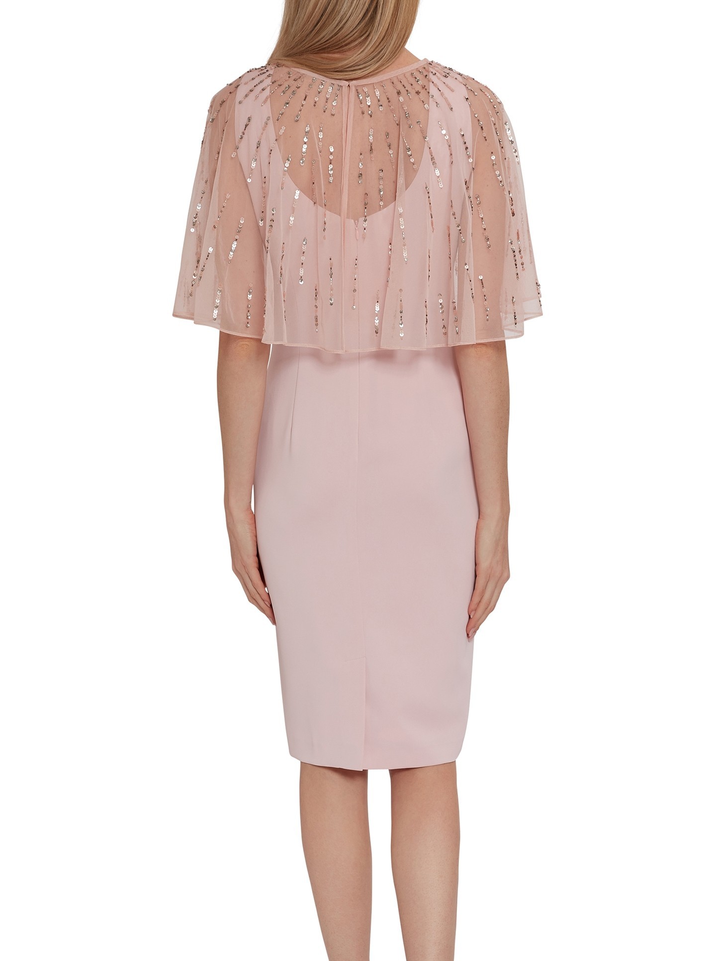Roena Dress with Beaded Overcape Pink