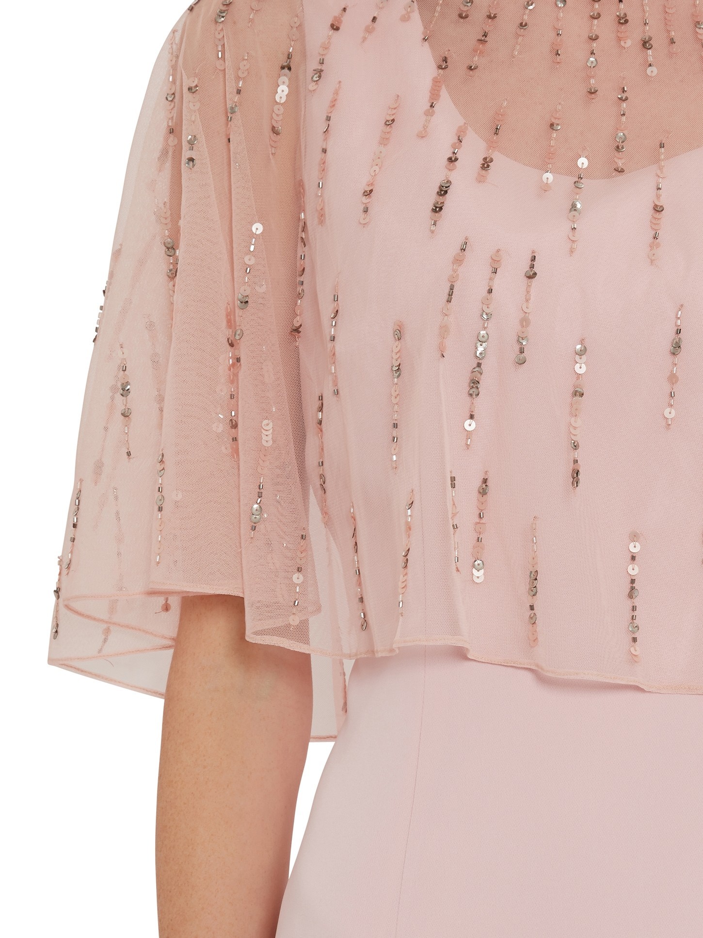 Roena Dress with Beaded Overcape Pink