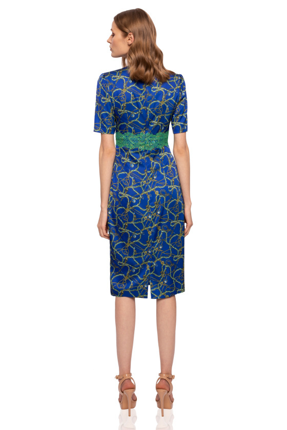 Printed Bodycon dress with lace detail