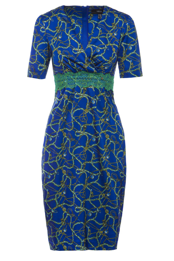 Printed Bodycon dress with lace detail