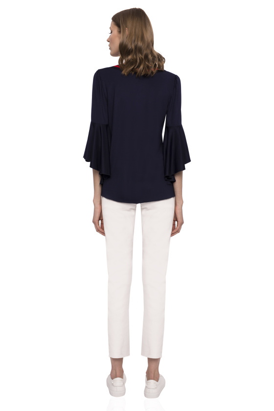 Viscosse Top with Ruffle Sleeve