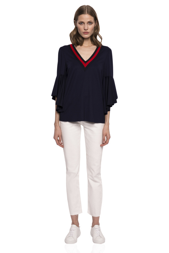 Viscosse Top with Ruffle Sleeve
