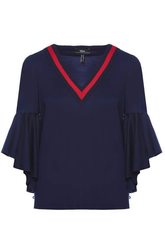 Viscosse Top with Ruffle Sleeve