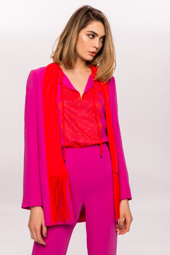Jacket with Lapel and Fringes NIJAJ9752