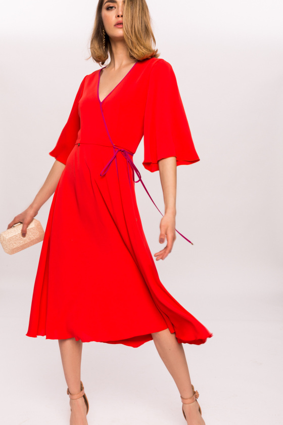 Trimming Midi Dress with Belt NIDRrz10473