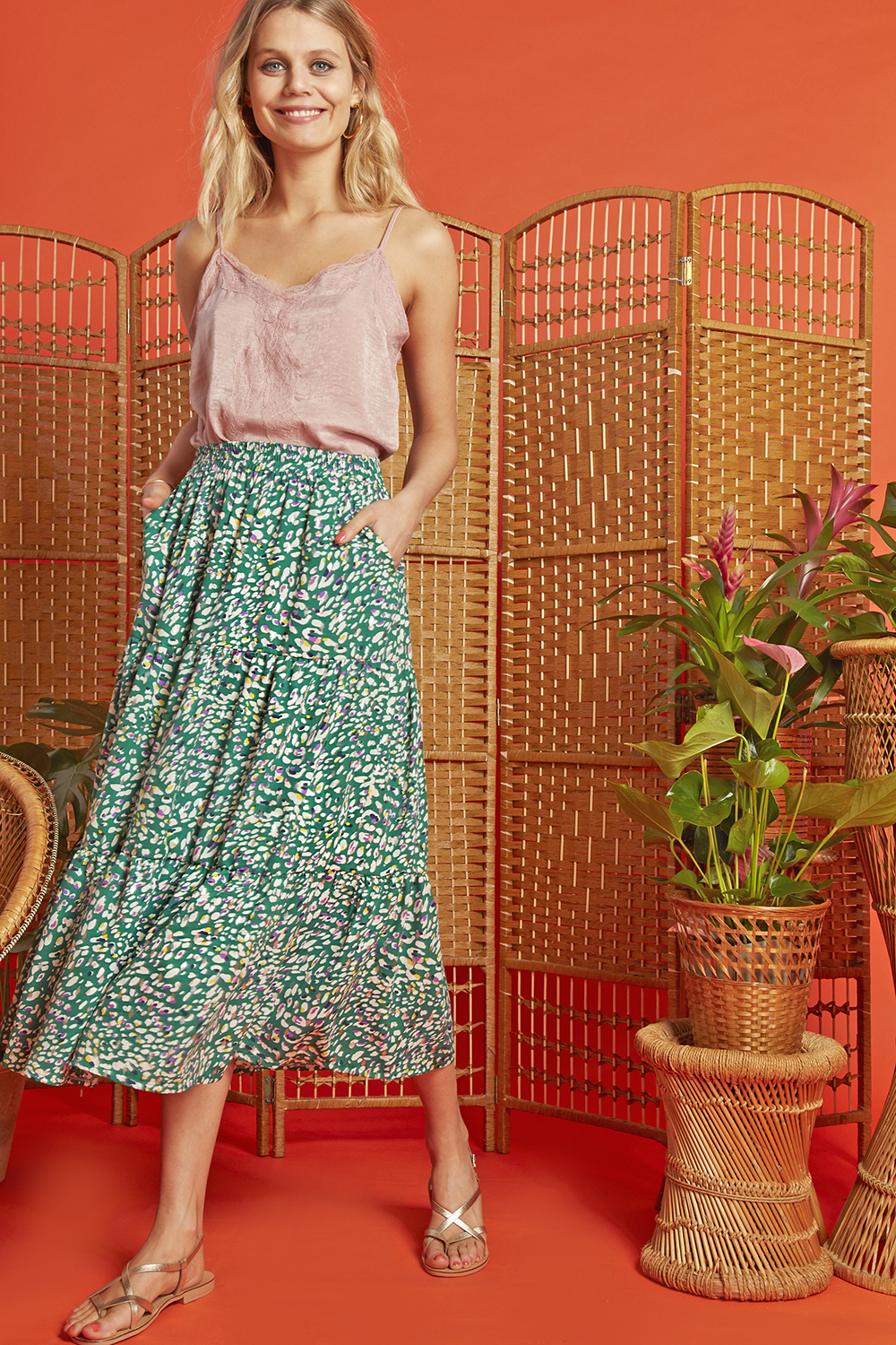 Griffin Skirt in Playa Green Print ONJSKPLAY