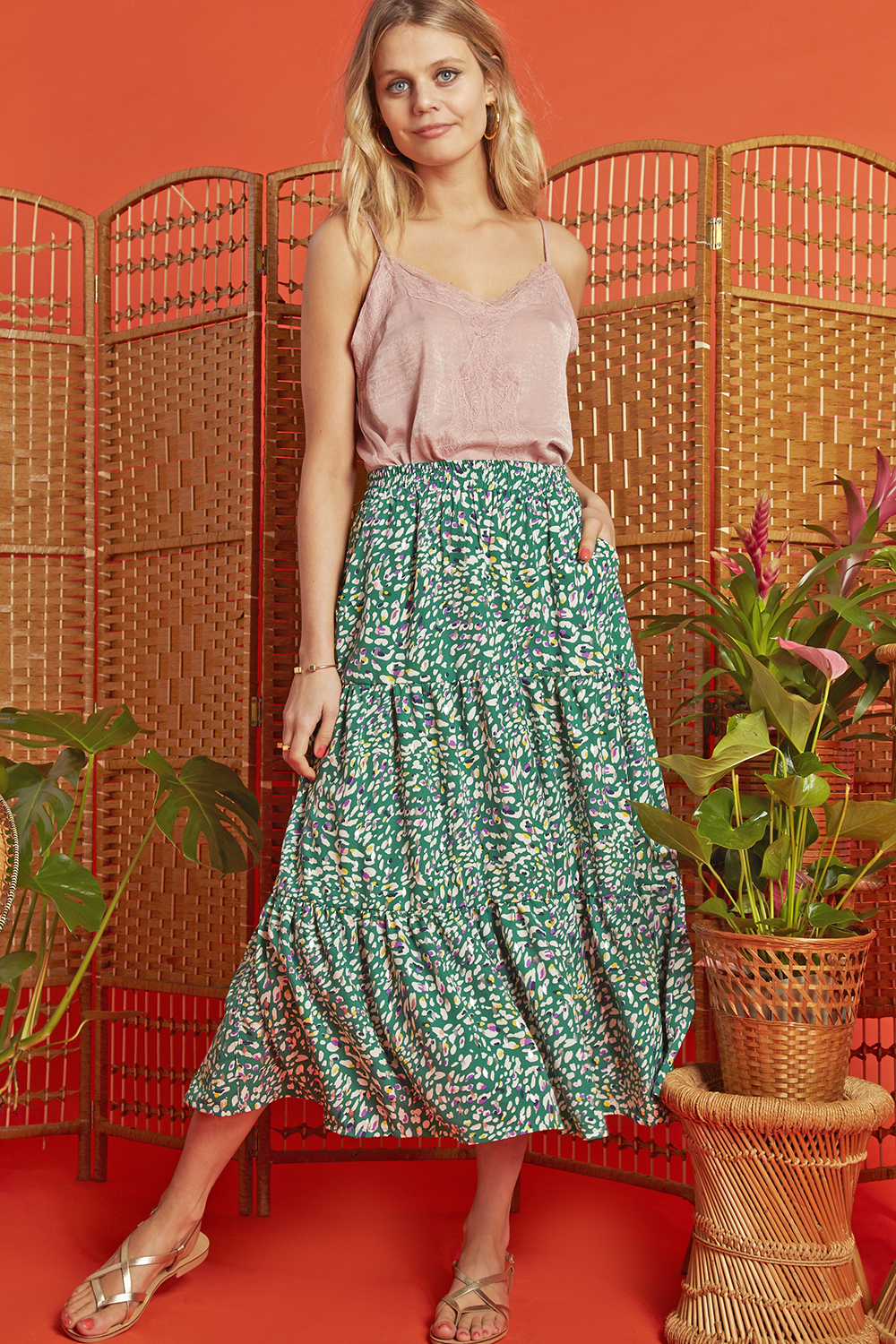 Griffin Skirt in Playa Green Print