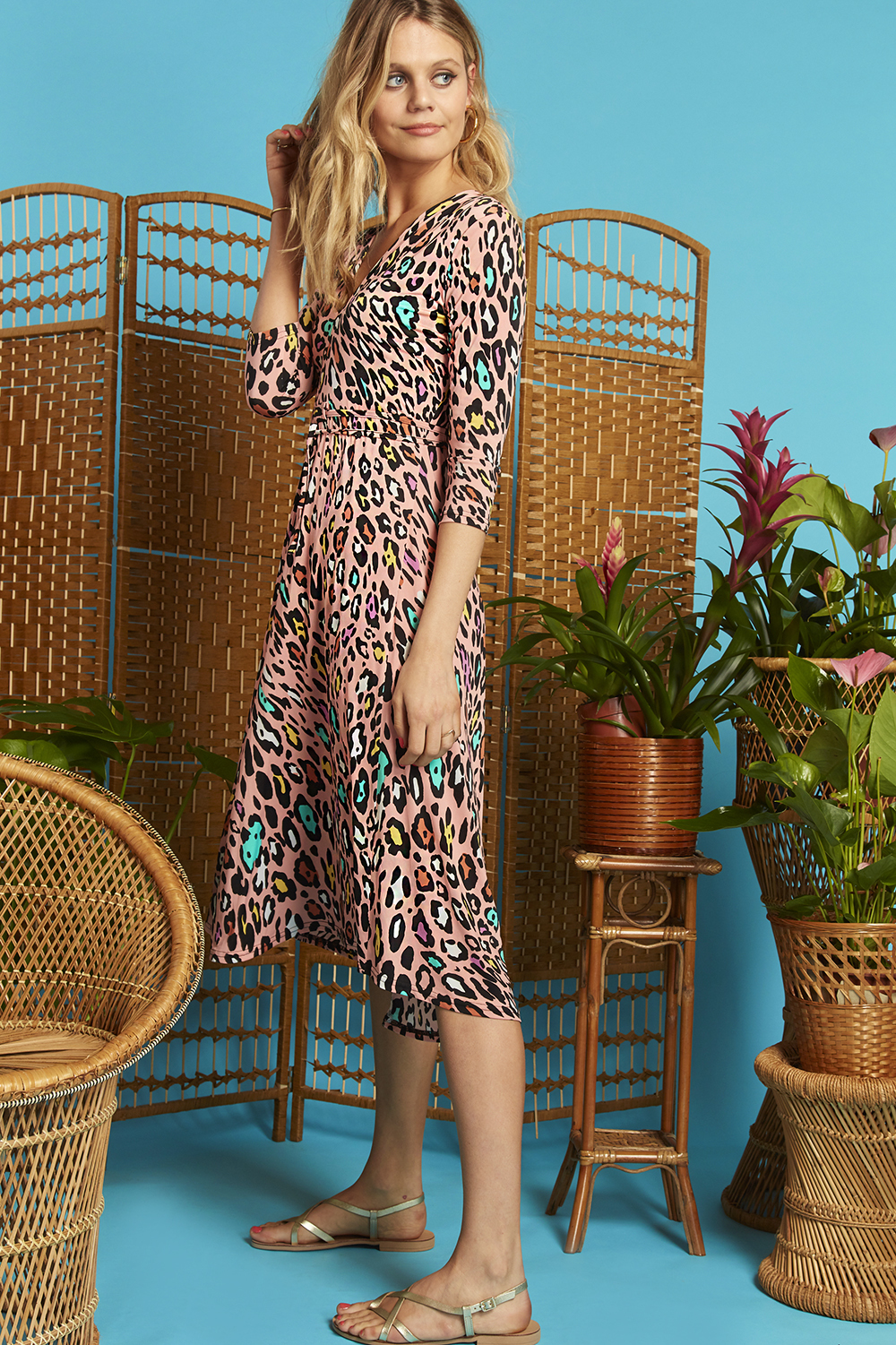 Amy Dress in Rainbow Leopard Print