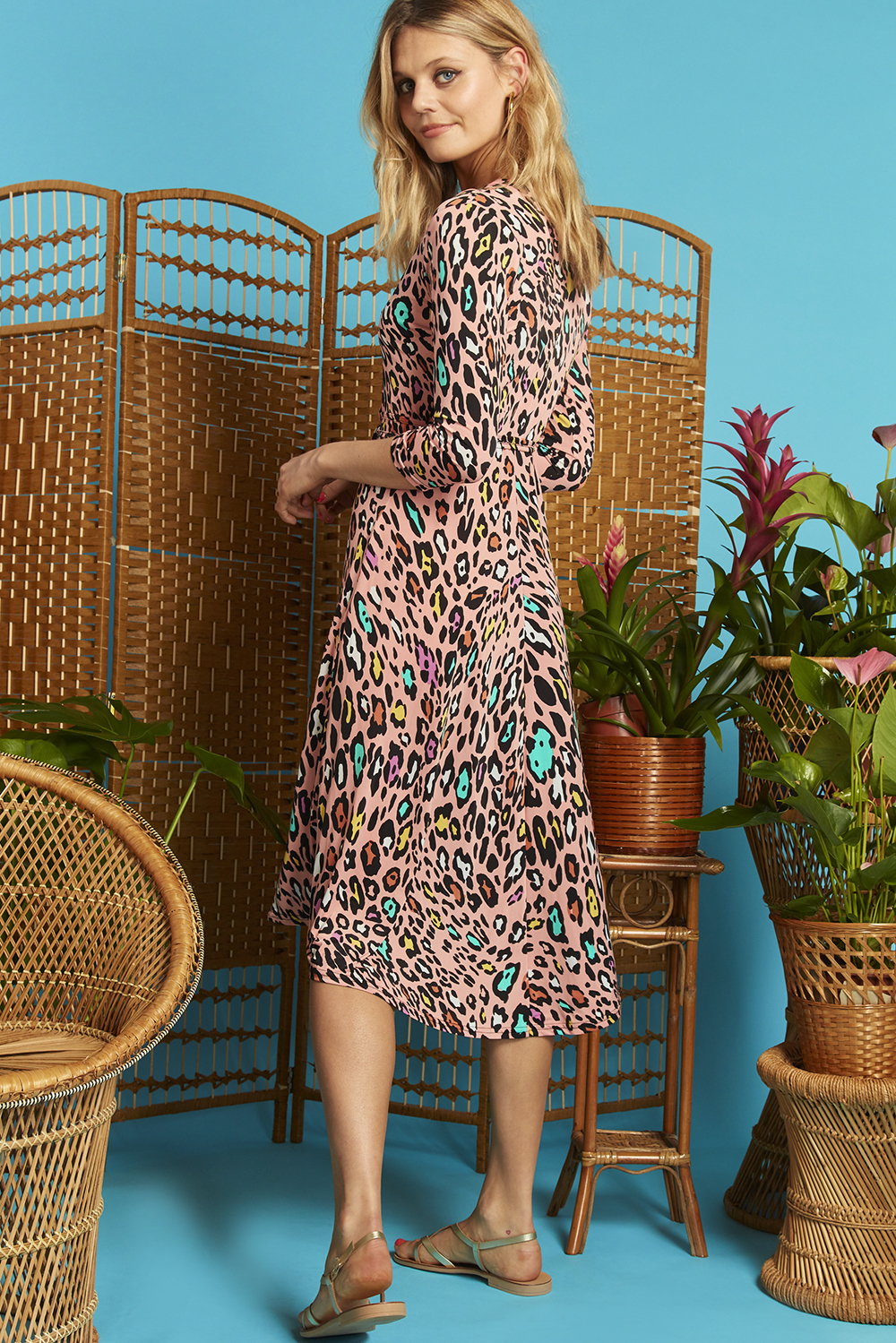 Amy Dress in Rainbow Leopard Print