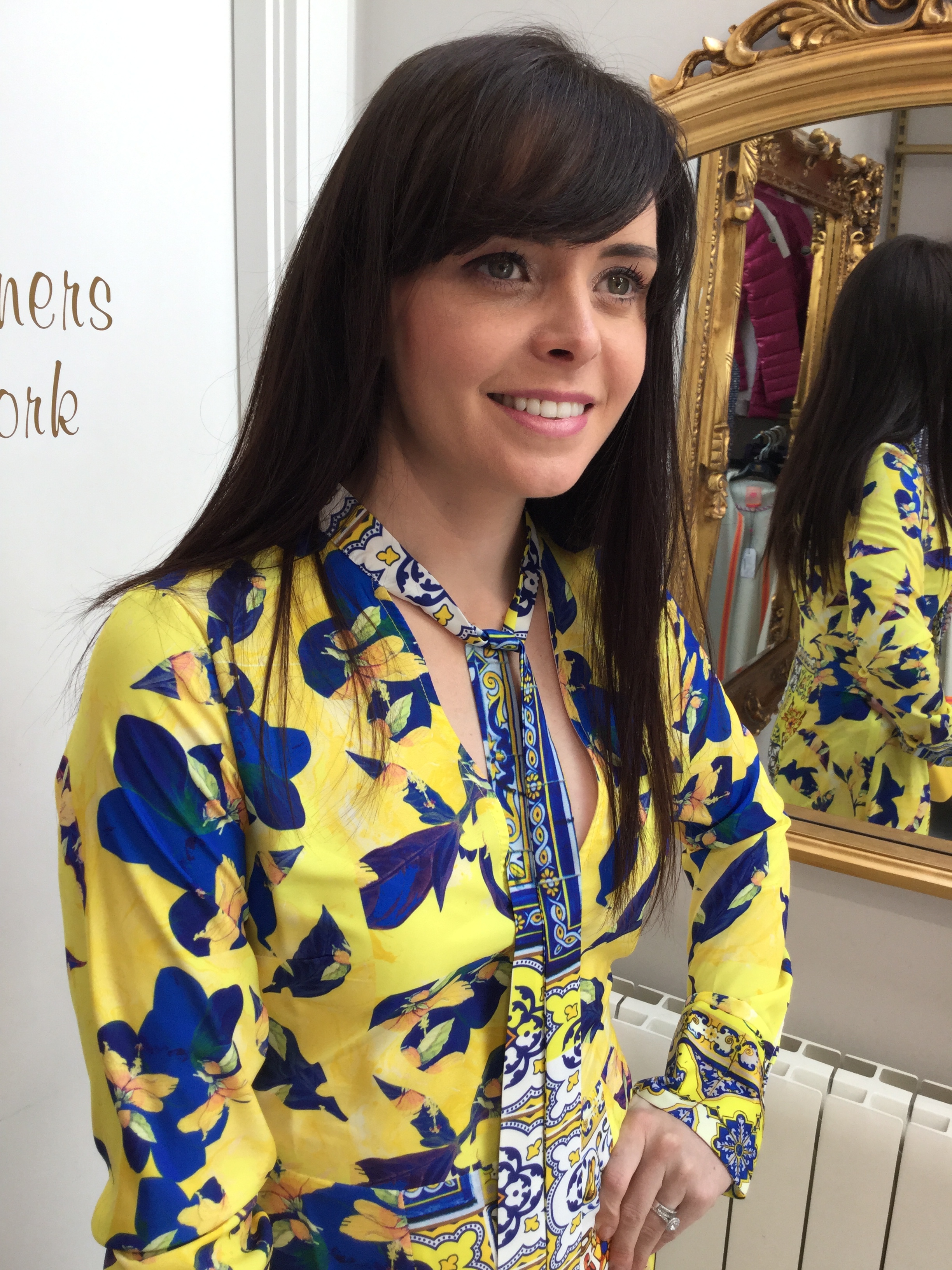 Felicity Dress in Blue and Yellow Print