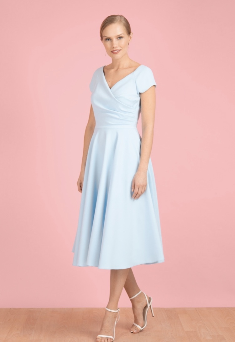 Hourglass Swing Dress in Pale Blue