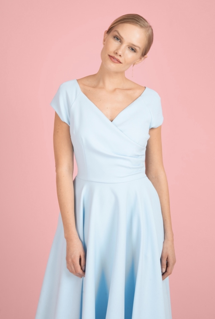Hourglass Swing Dress in Pale Blue