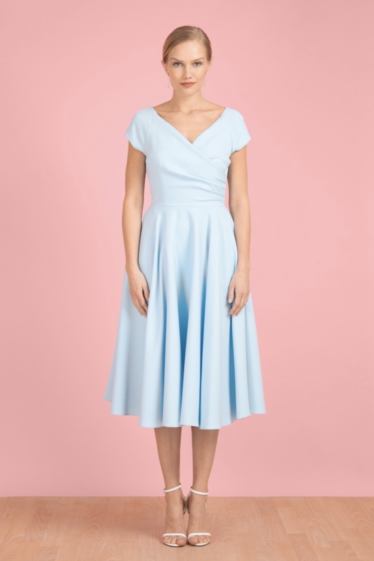 Hourglass Swing Dress in Pale Blue