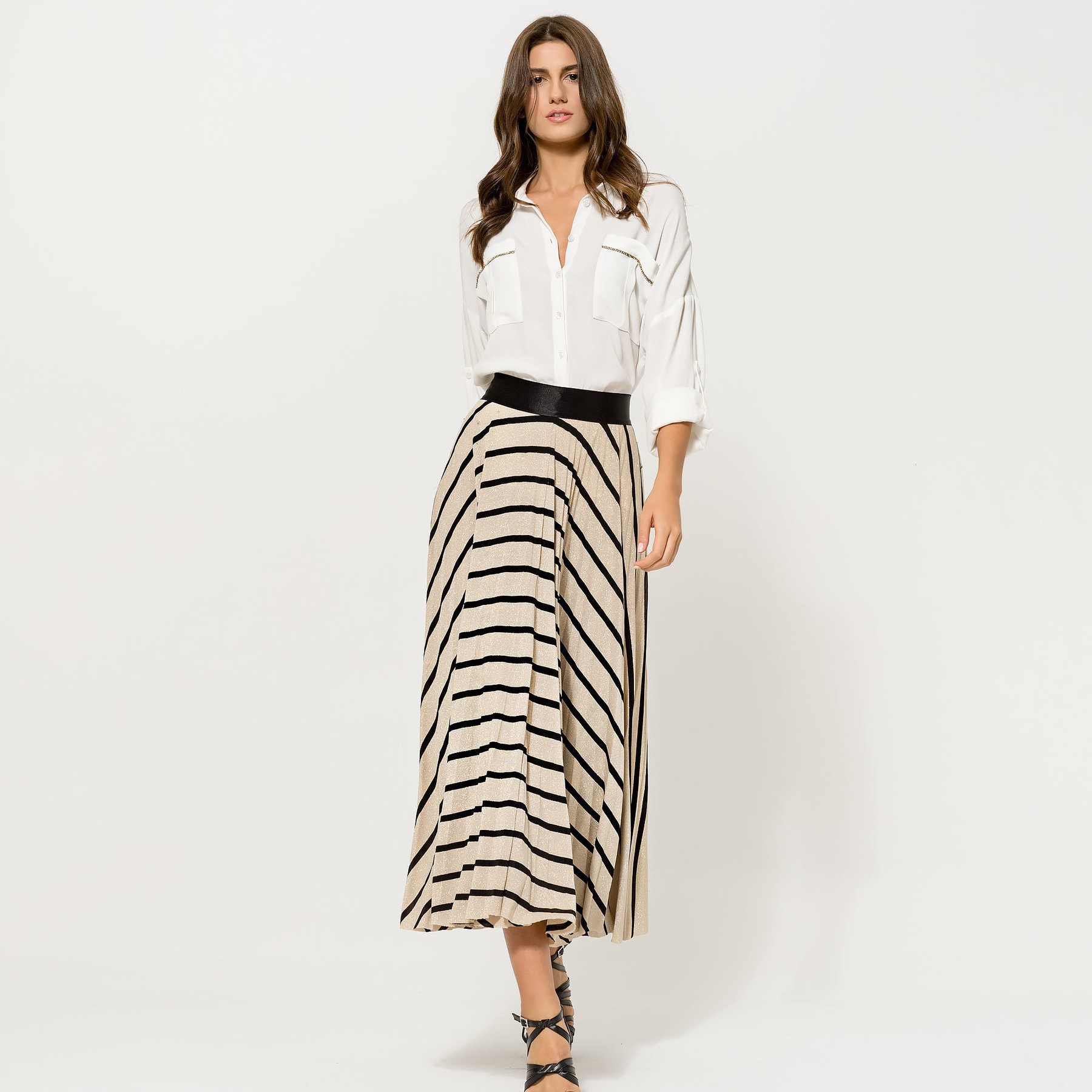Black and Gold Glitter Striped Skirt