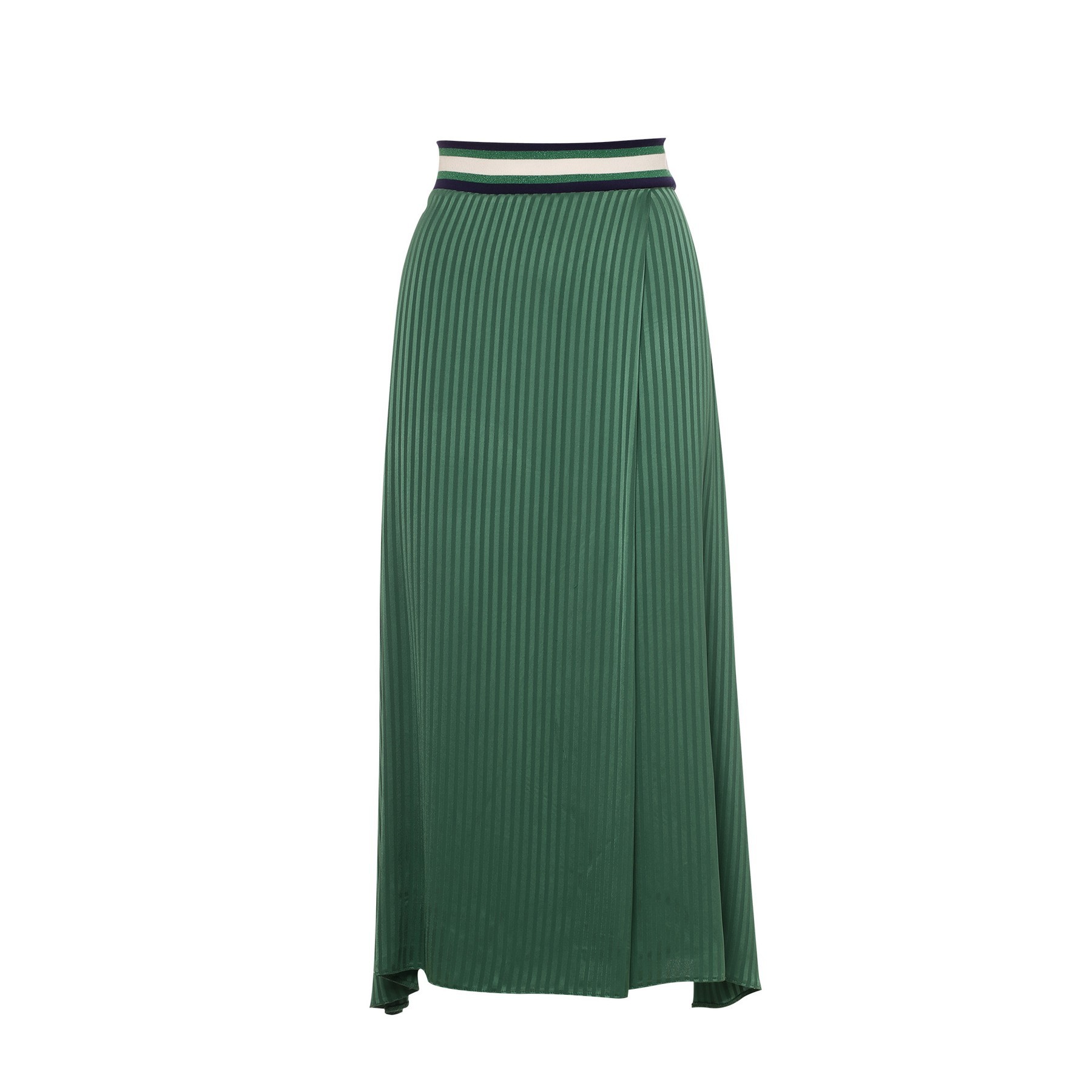 Green Wrap effect Skirt with Elastic Waistband