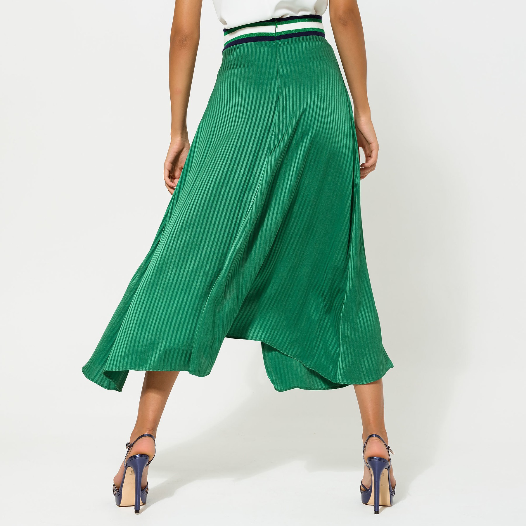 Green Wrap effect Skirt with Elastic Waistband