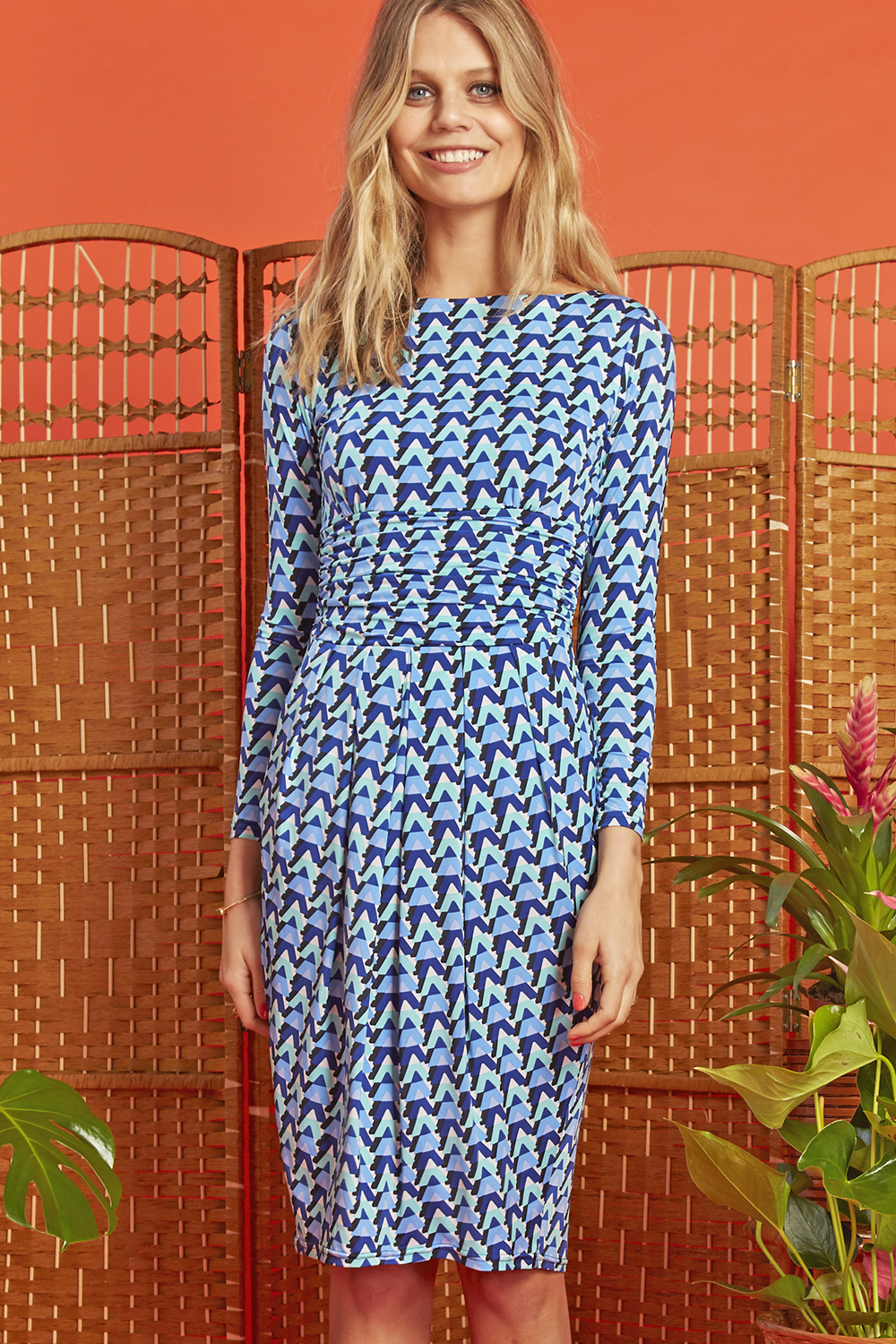 Sydney Dress in Blue Wave Print