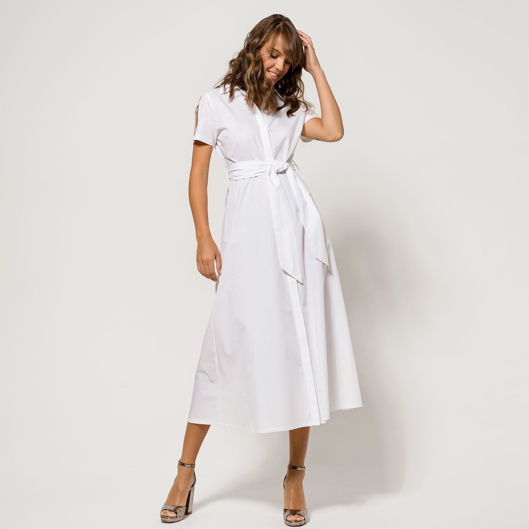 Shirt Dress with Glitter Shoulder Detail