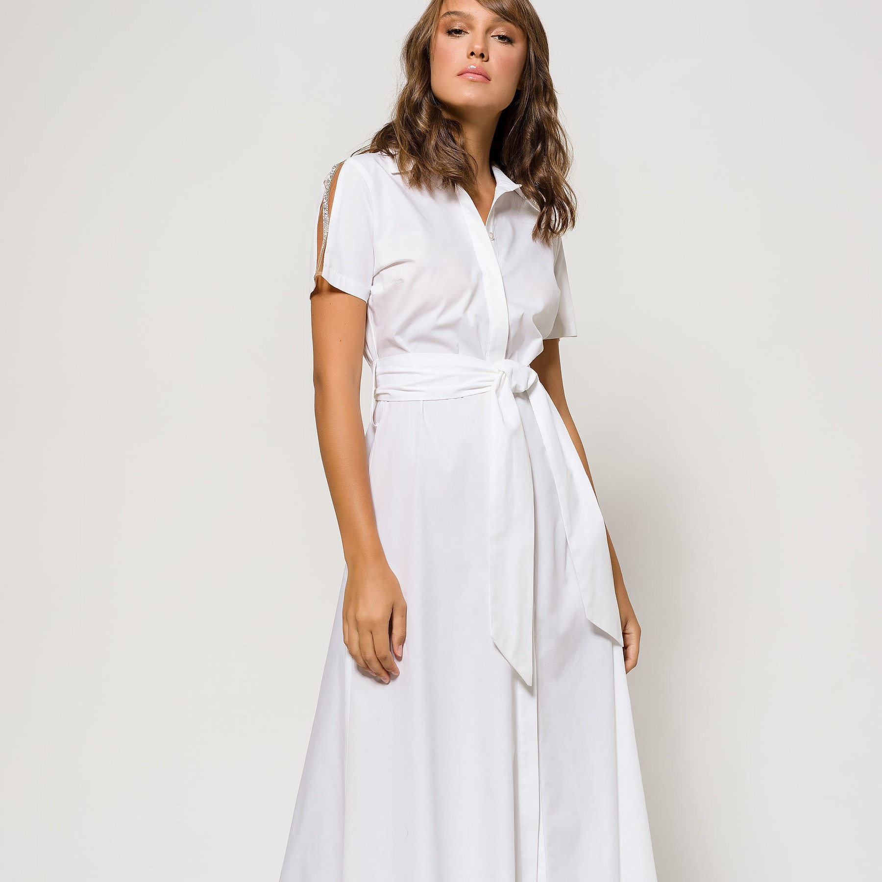 Shirt Dress with Glitter Shoulder Detail