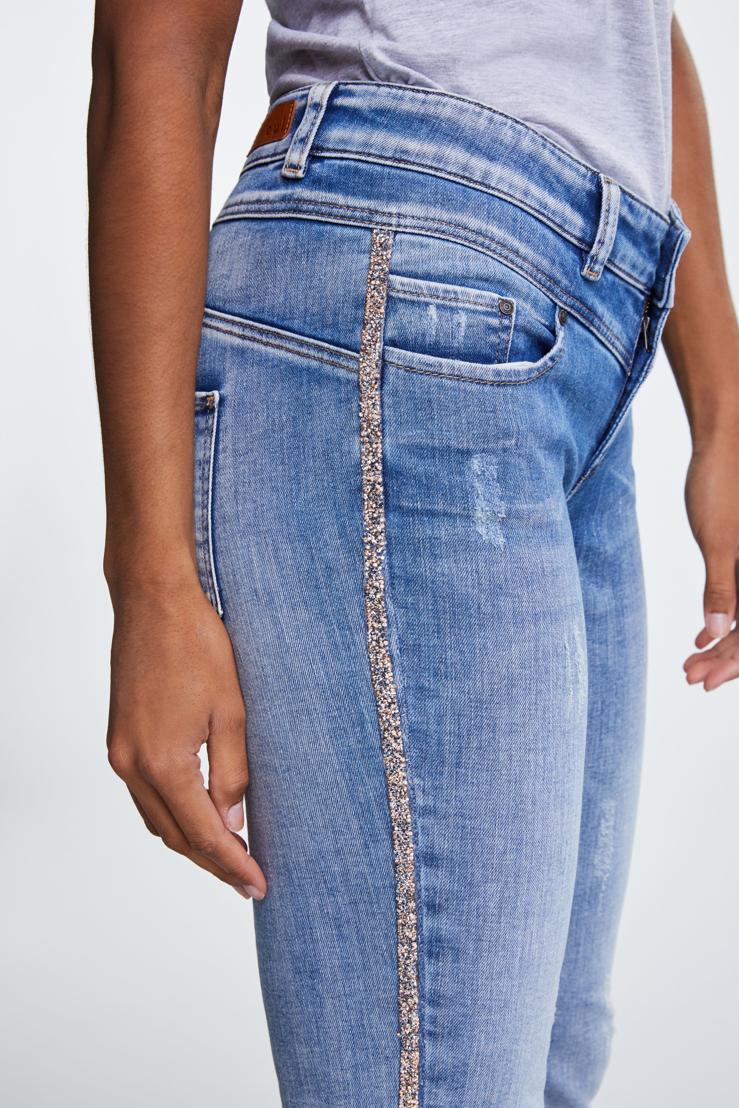 Denim Jeans with Sparkle Trim