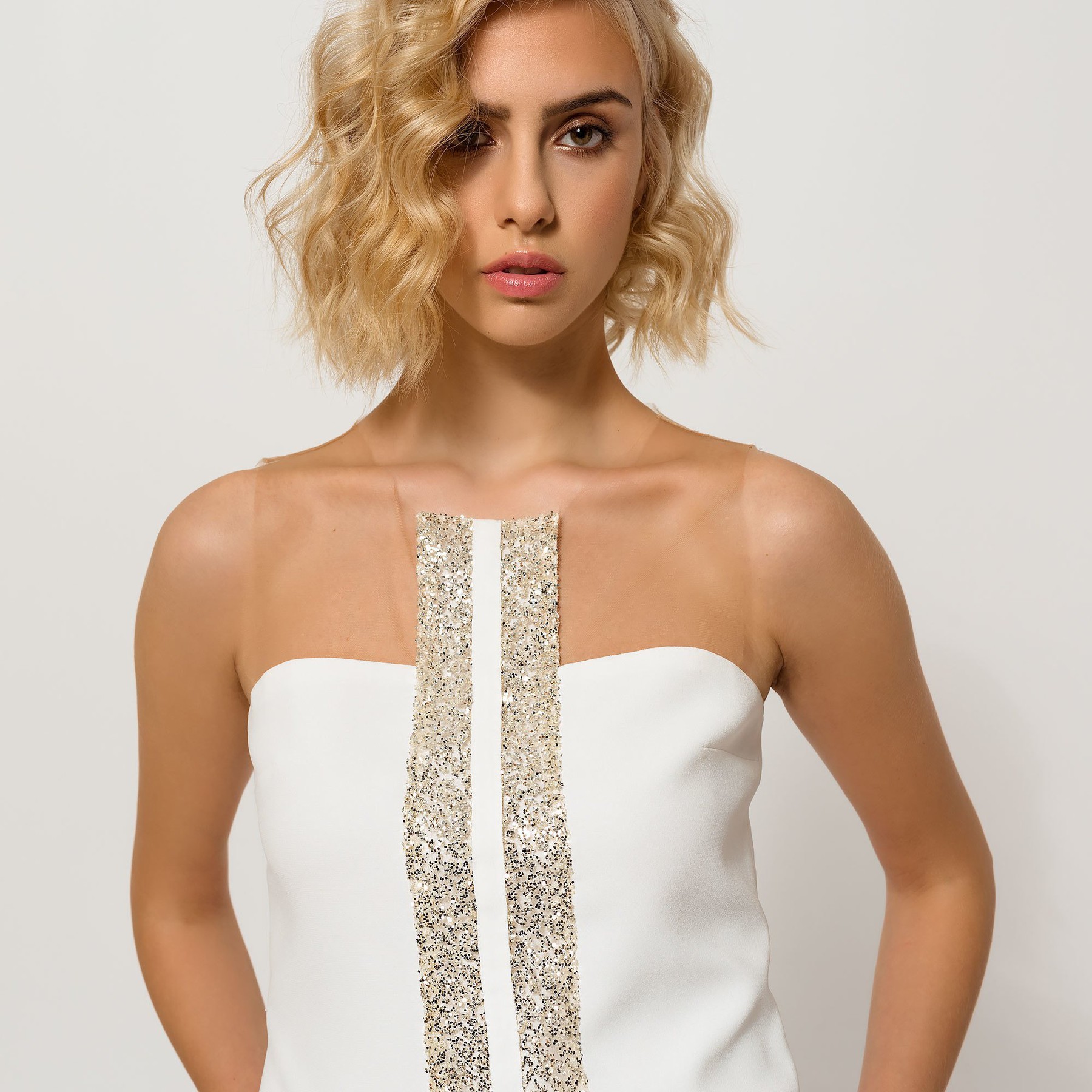 Ivory Top with Glitter Stripes