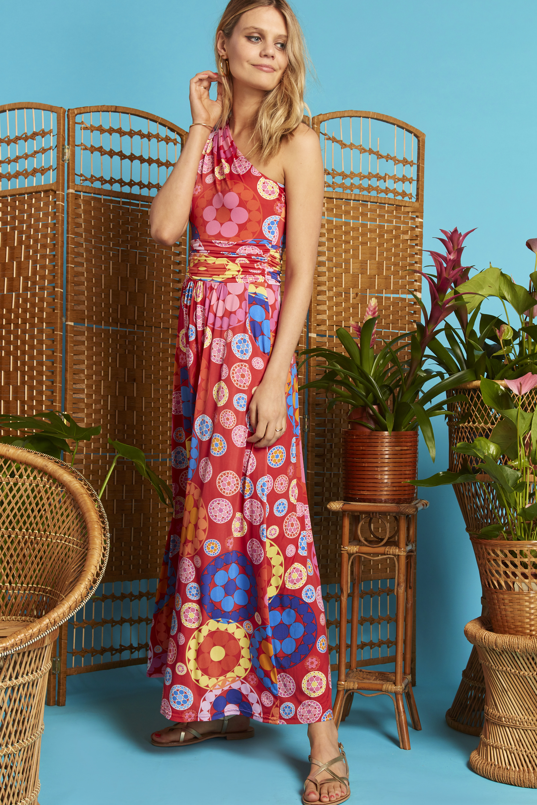 Rosa One Shoulder Dress in Daisy Print