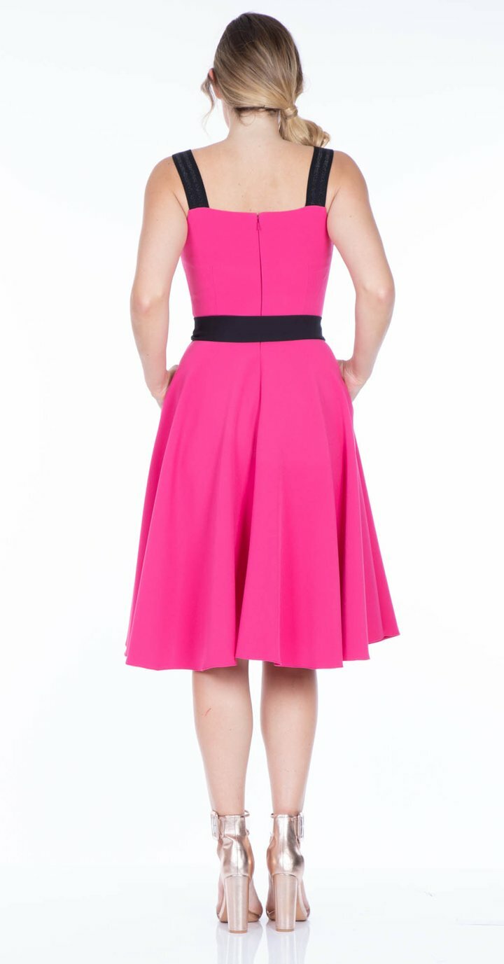 Rayley Dress in Fuchsia with Black Belt