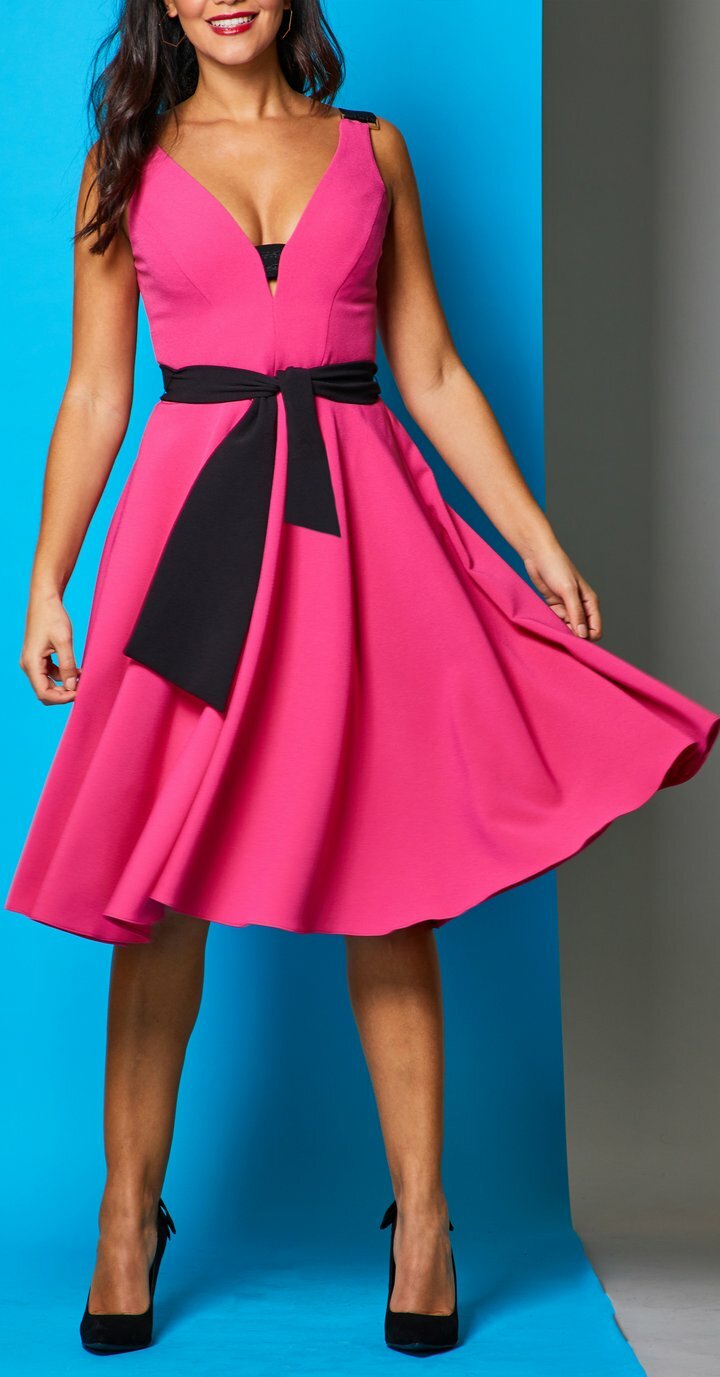Rayley Dress in Fuchsia with Black Belt MELLARISRAyLEY