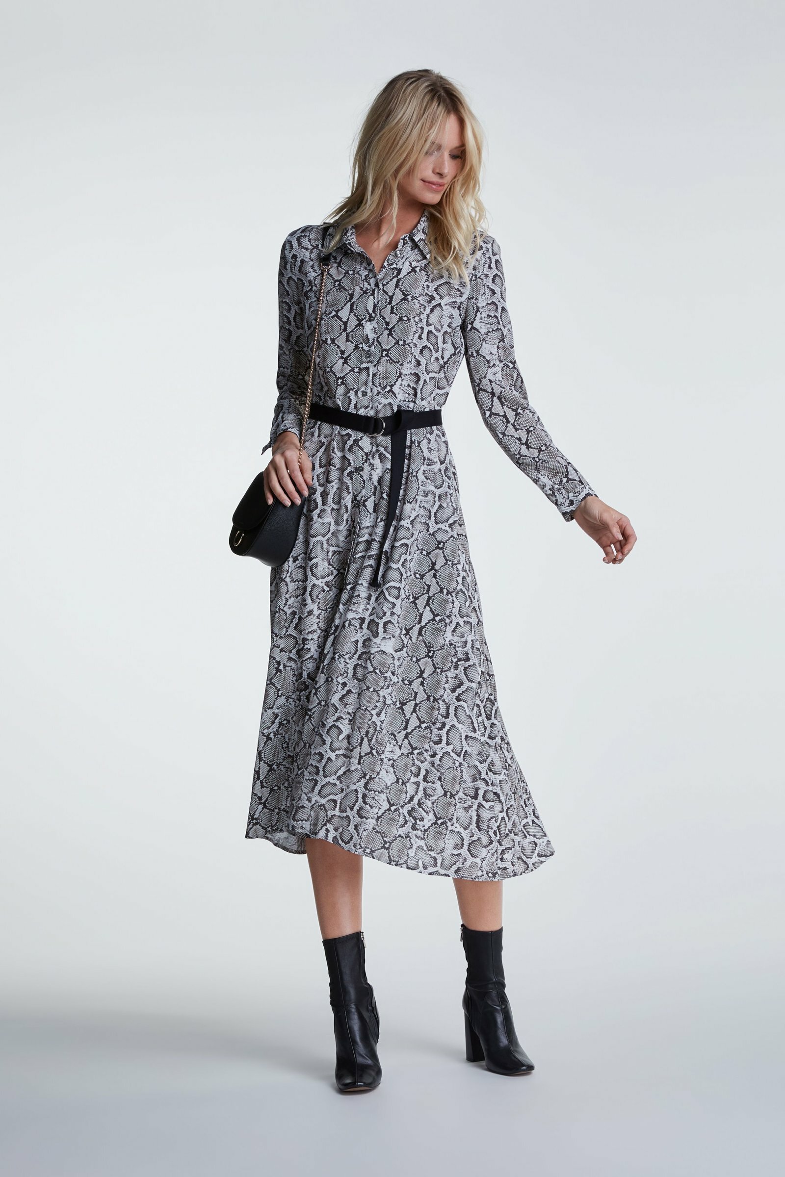 Snake Skin Printed Shirt Dress OUI66163