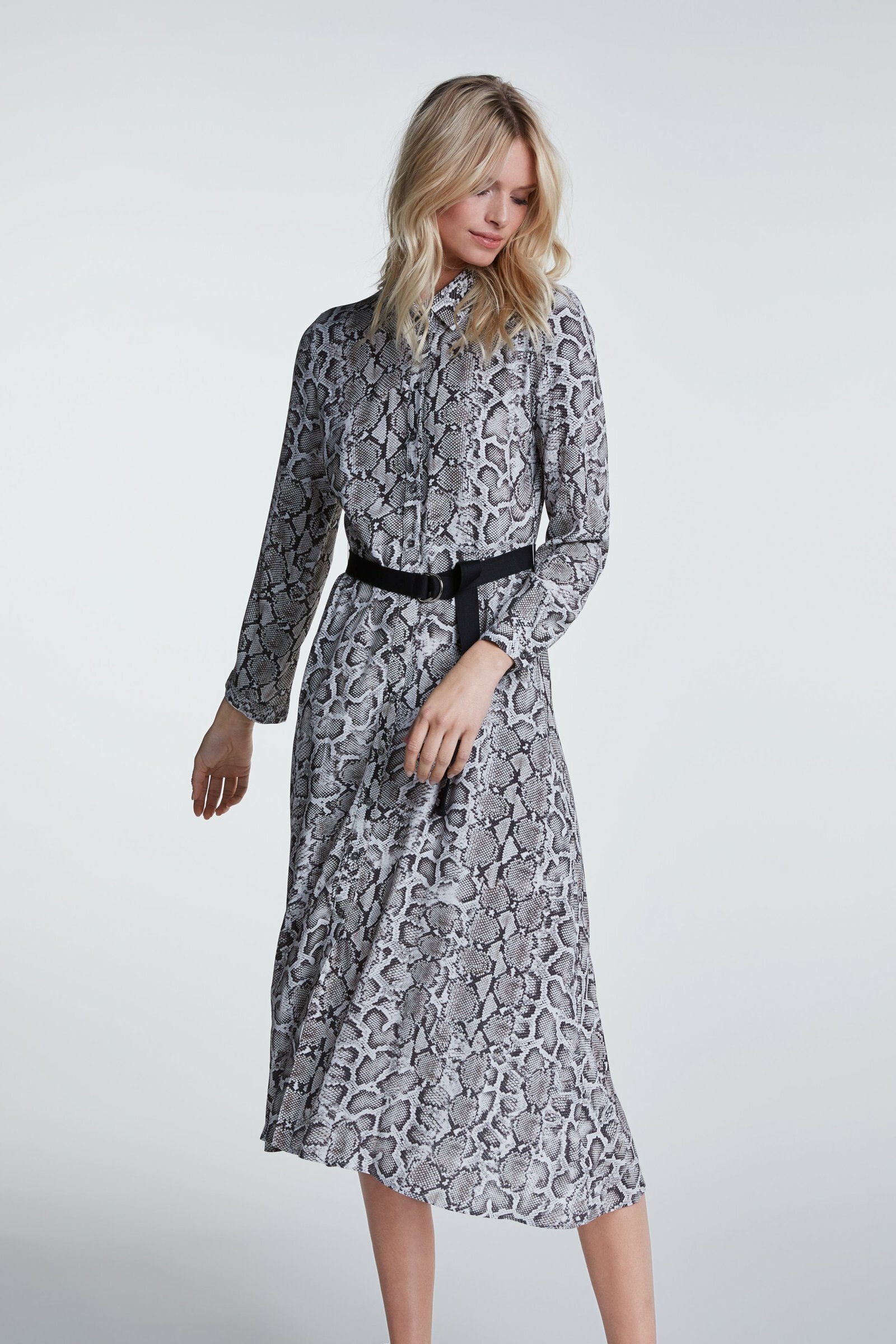 Snake Skin Printed Shirt Dress