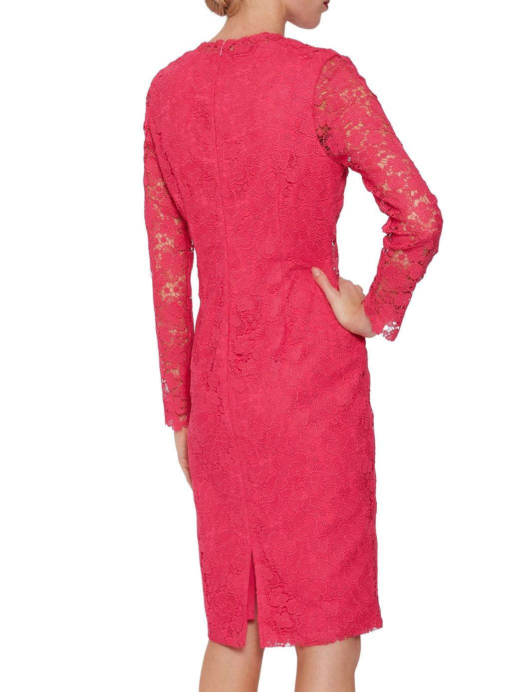 Dress with Lace Overlay Sleeves and bow detail at the front