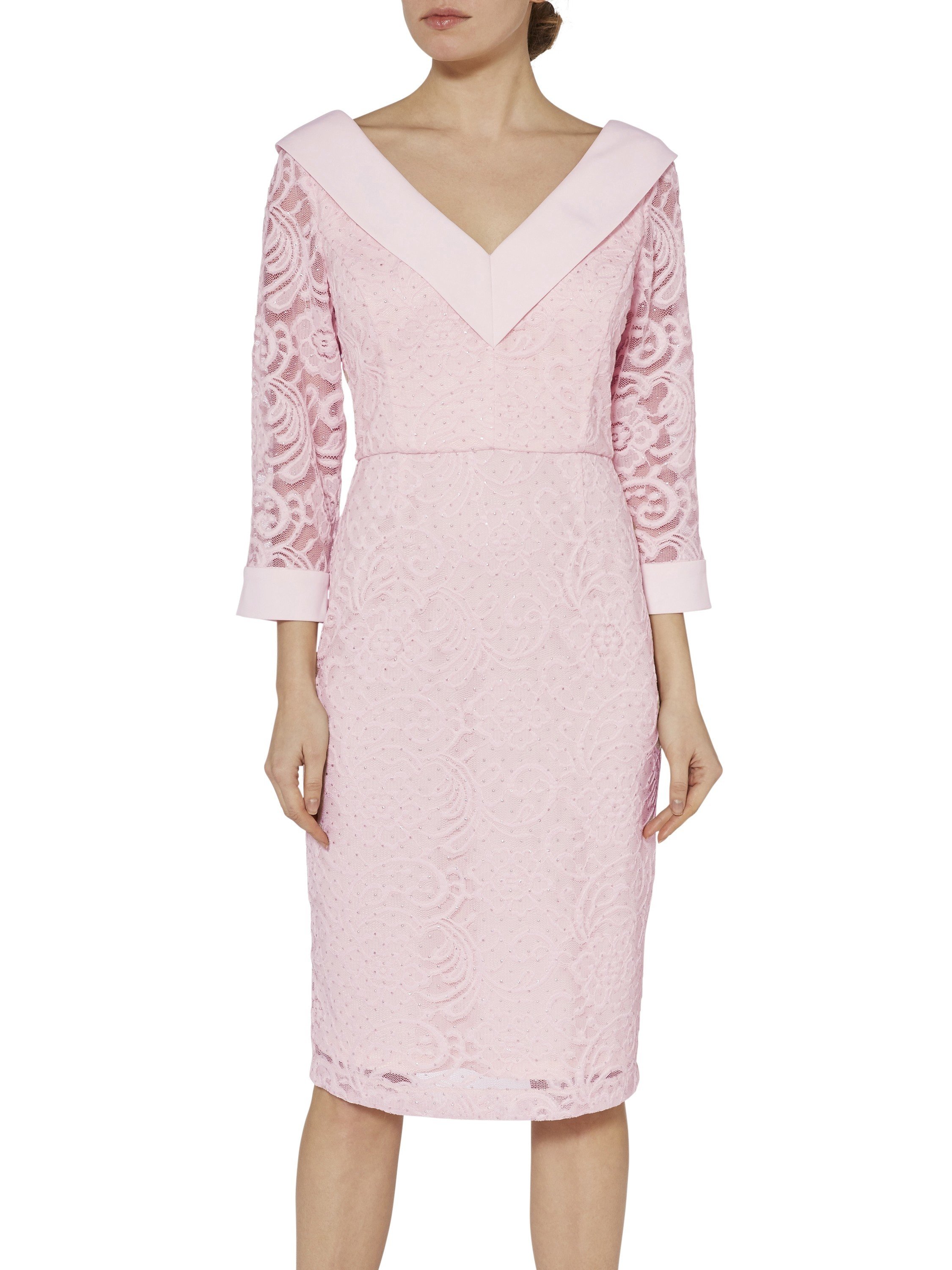 V Neck Pink Lace
