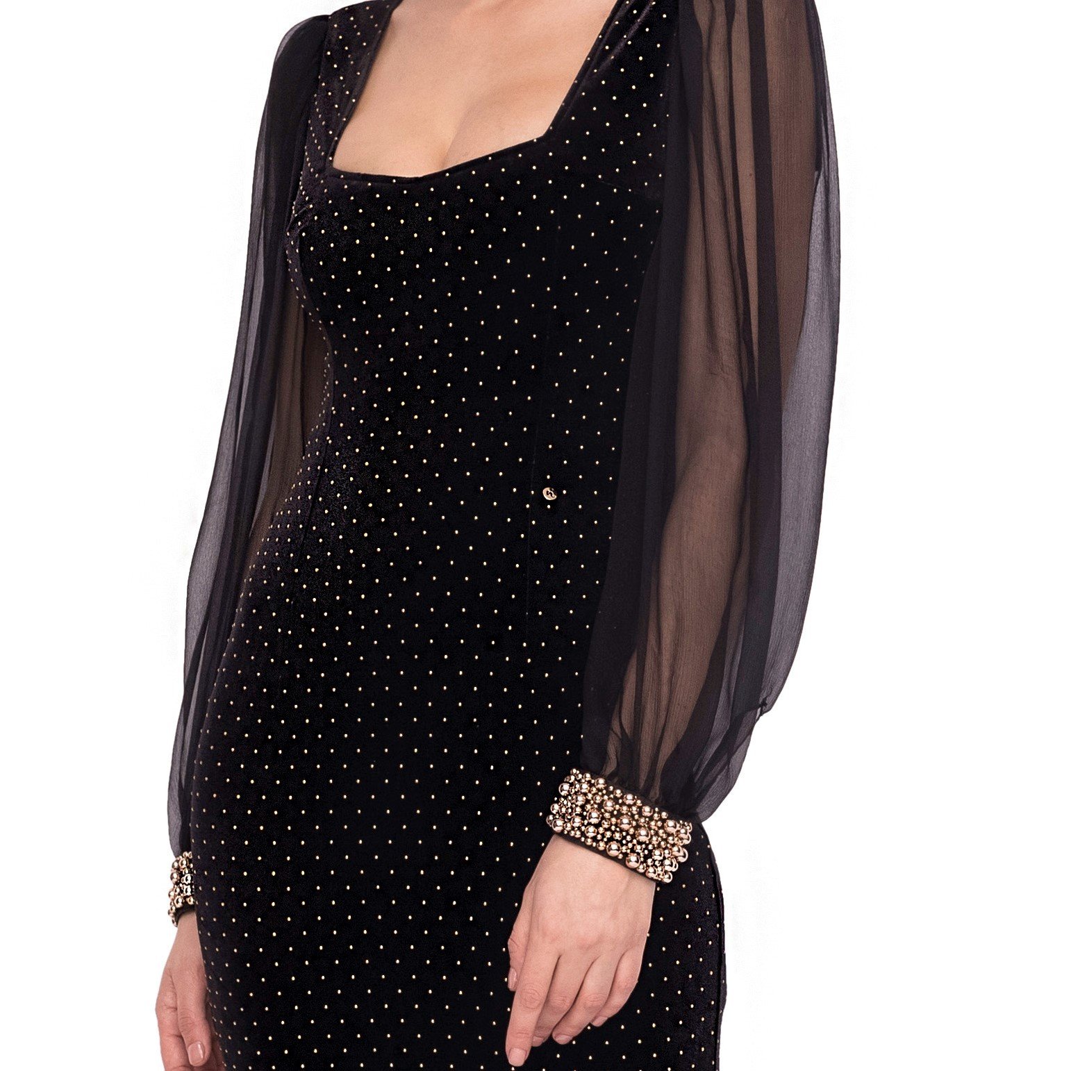 Bodycon Dress with Sheer Sleeves