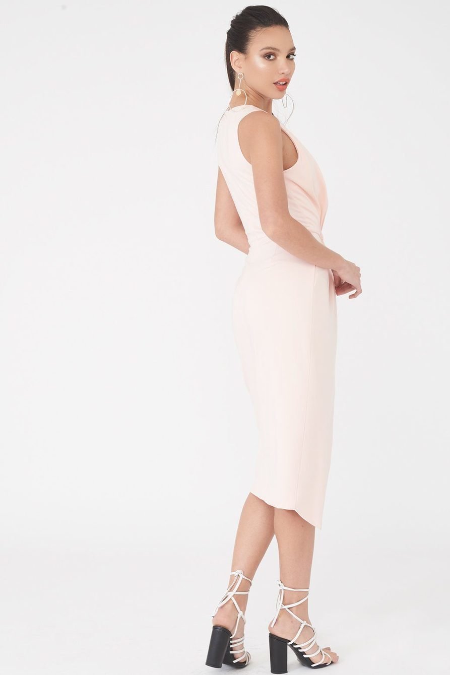 Asymmetrical Wrap Dress Blush Pink