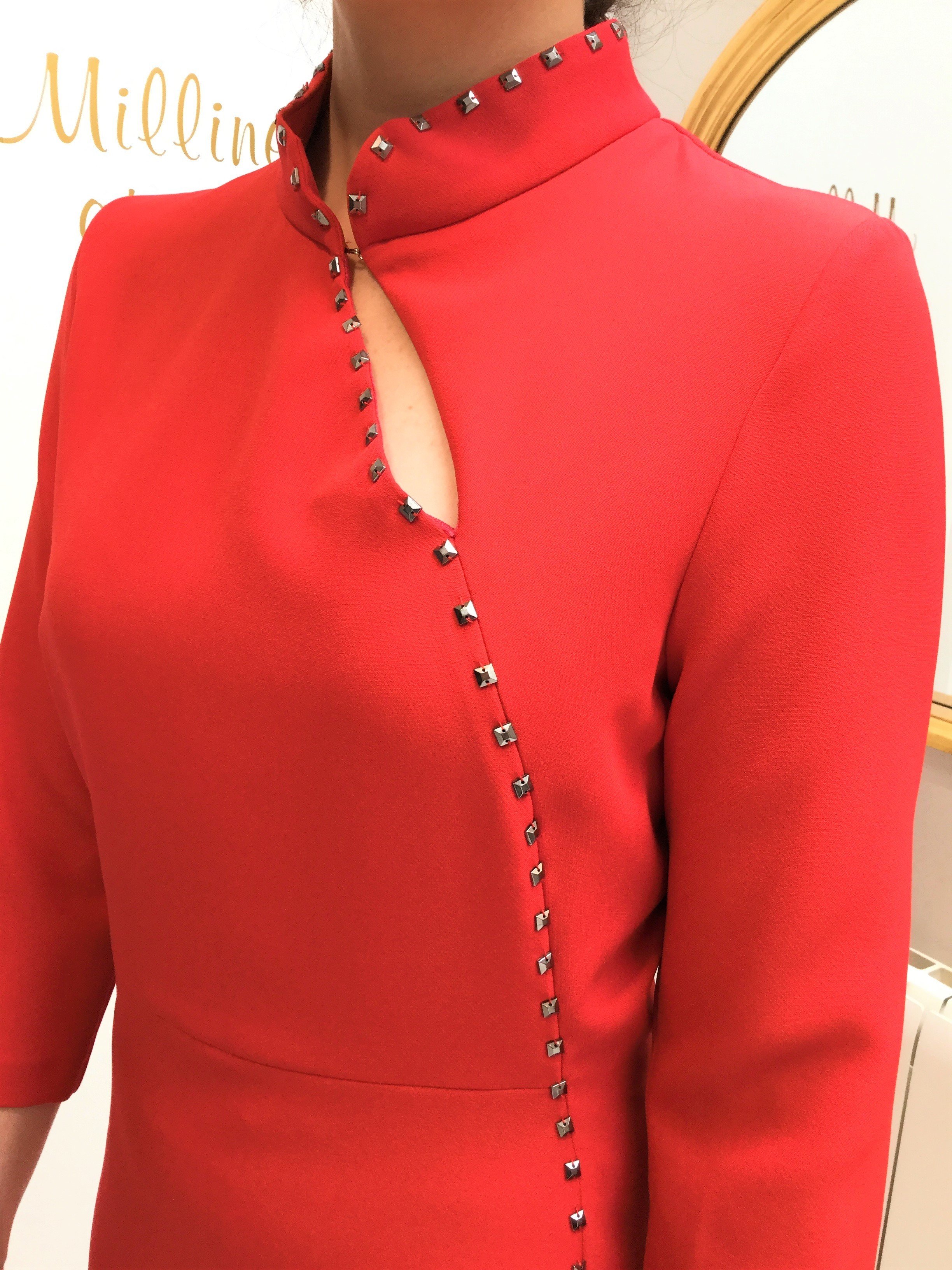 Red Dress with Pewter Studs