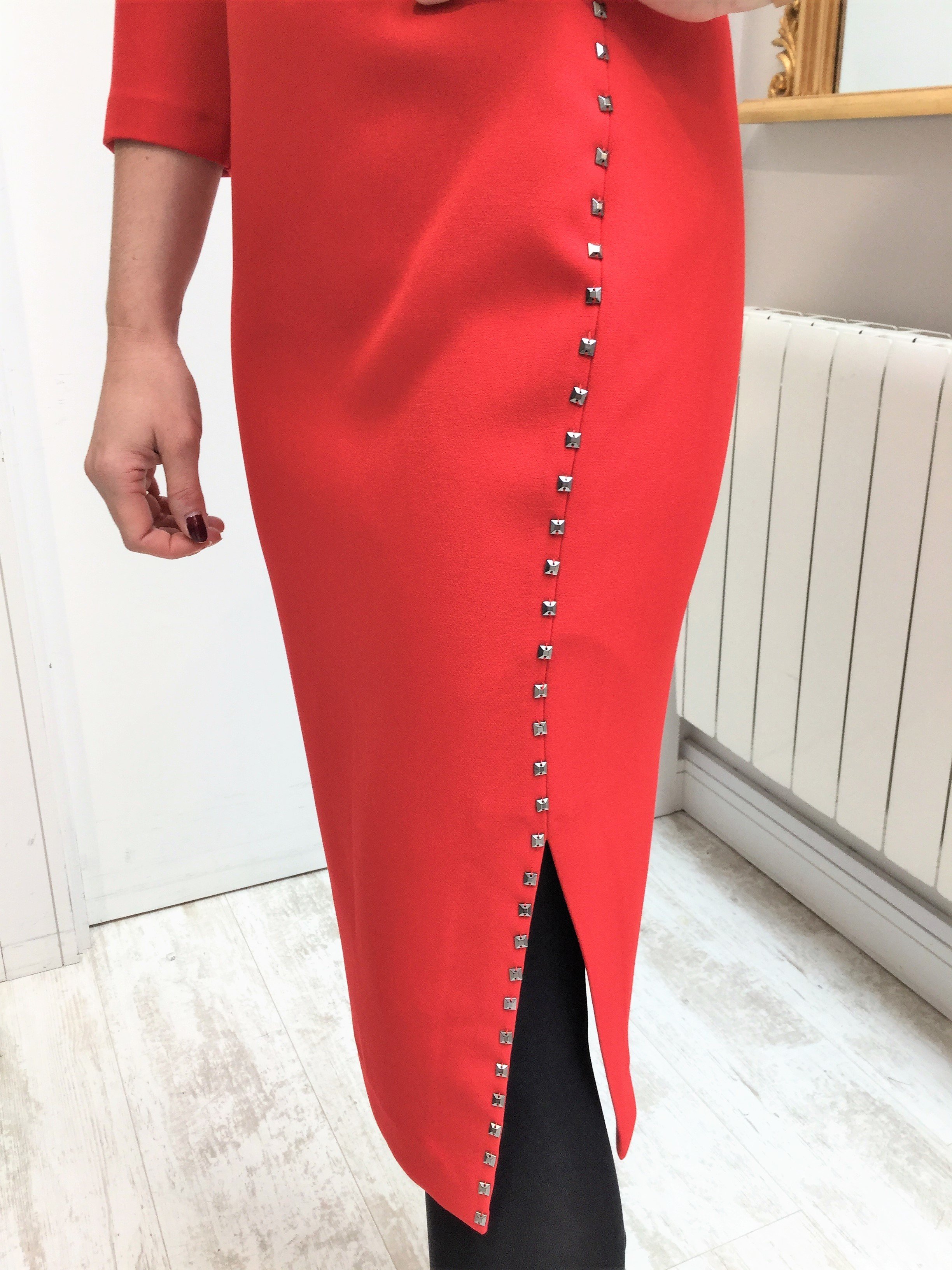 Red Dress with Pewter Studs