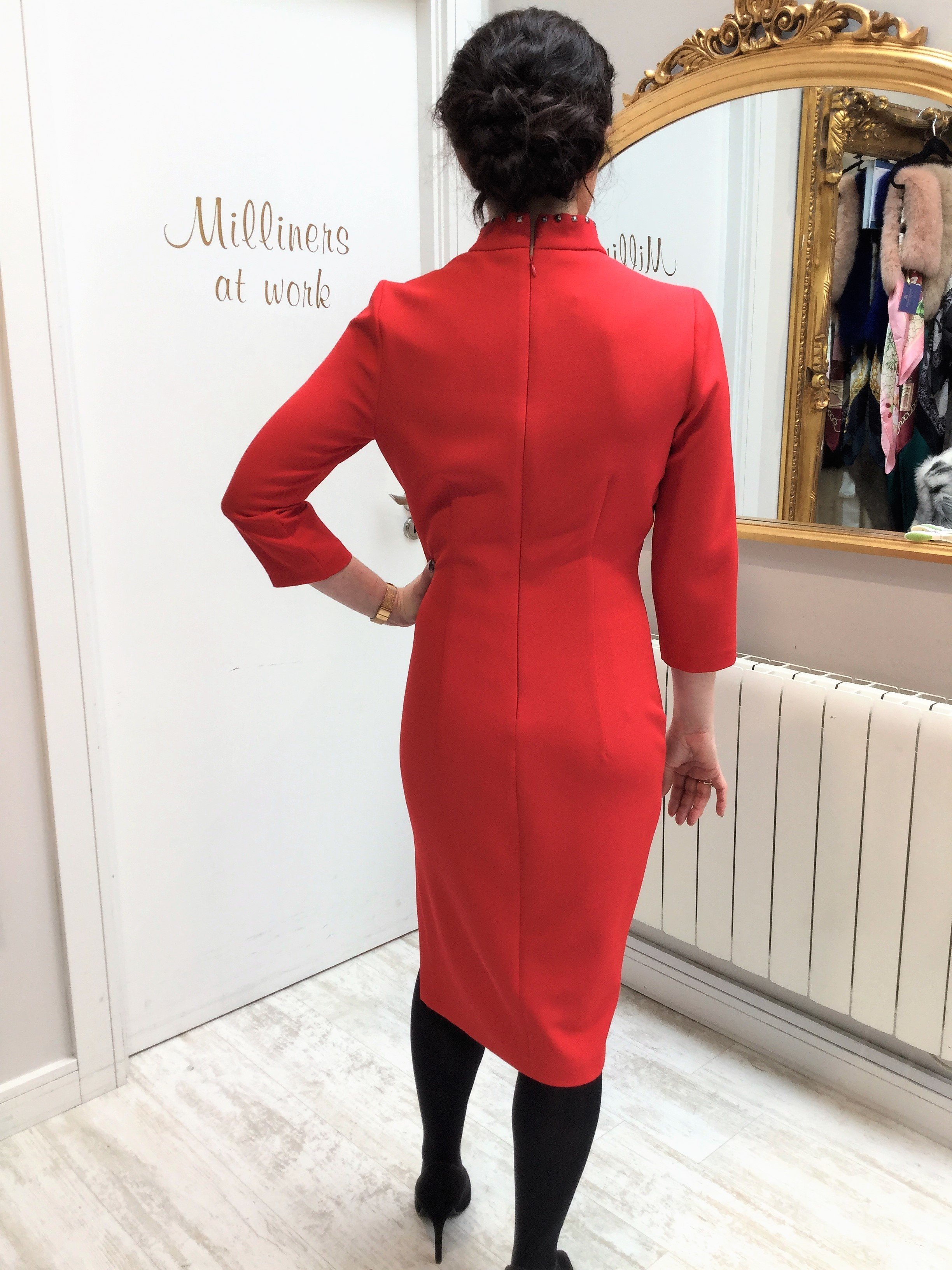 Red Dress with Pewter Studs