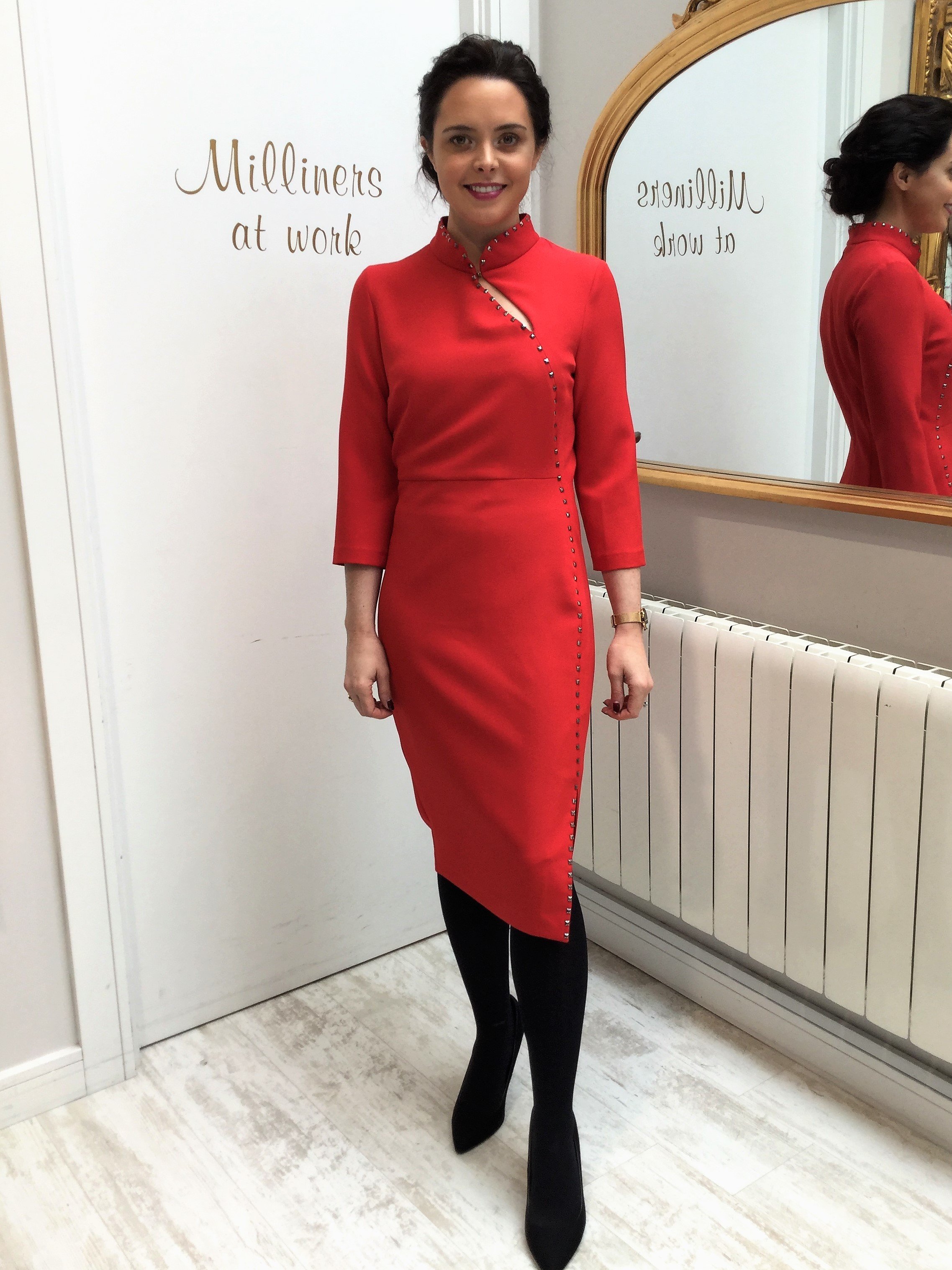 Red Dress with Pewter Studs