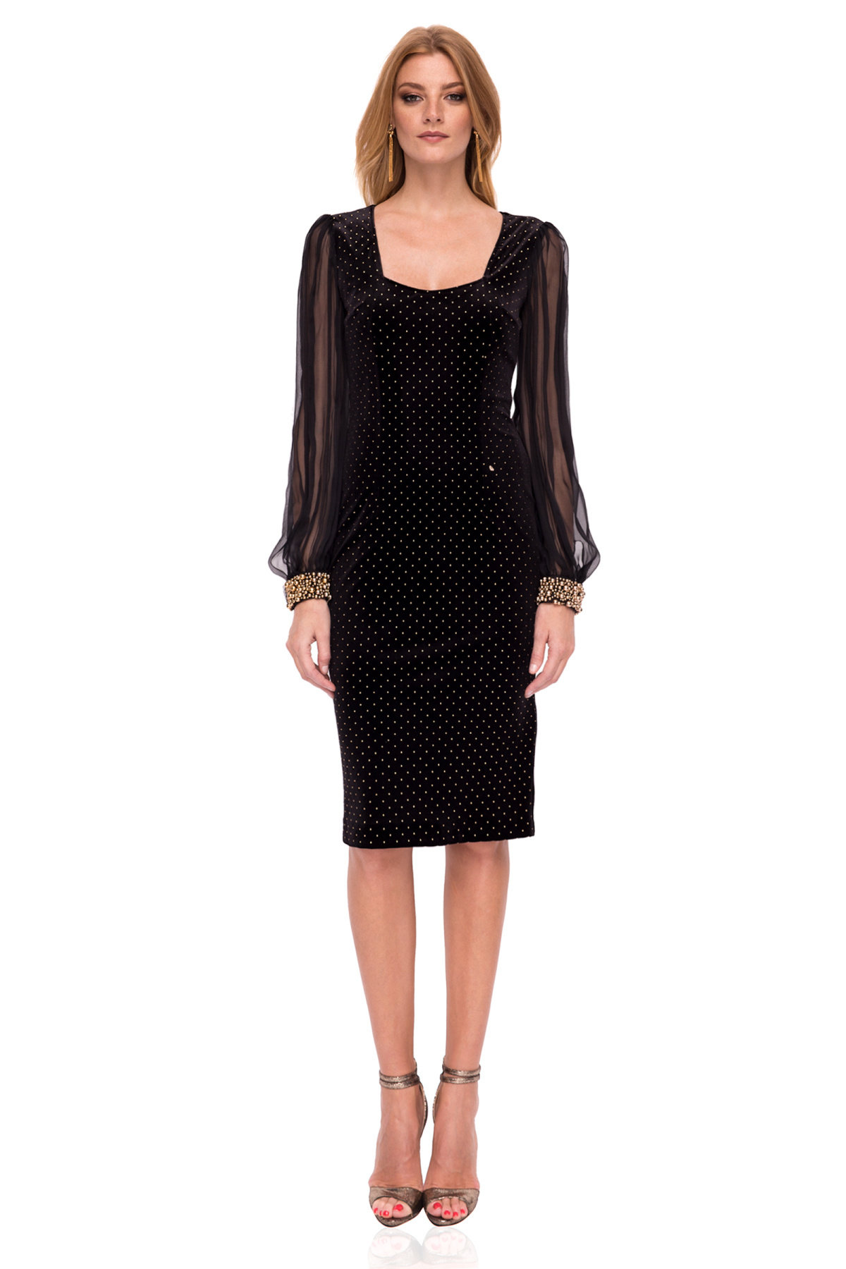 Bodycon Dress with Sheer Sleeves