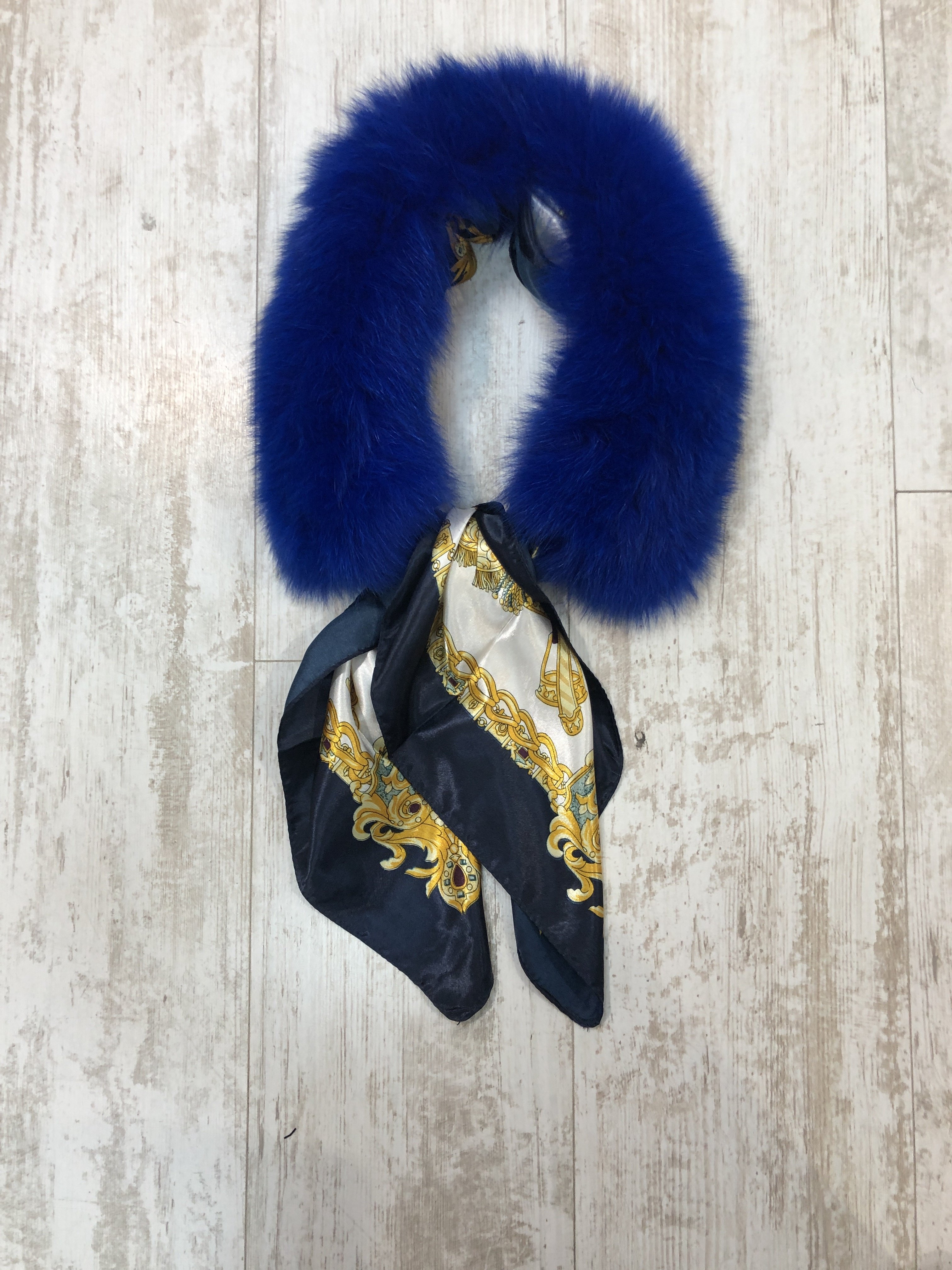 FS XA002 Fur Collar wIth Scarf royal blue one size PK4XSSSXTEY0W