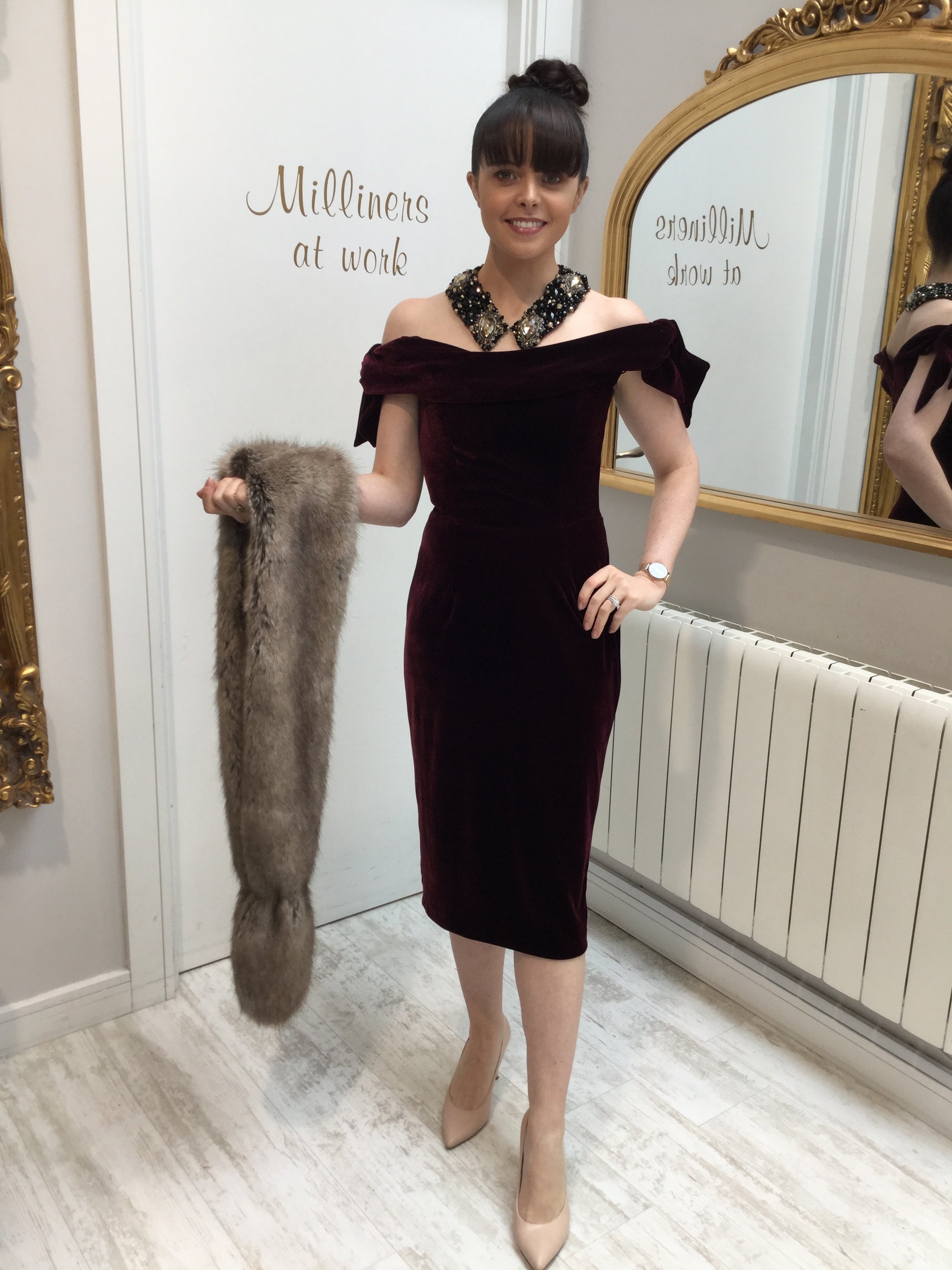 Tilly Dress in Bordeaux Velvet PDCDRTIB
