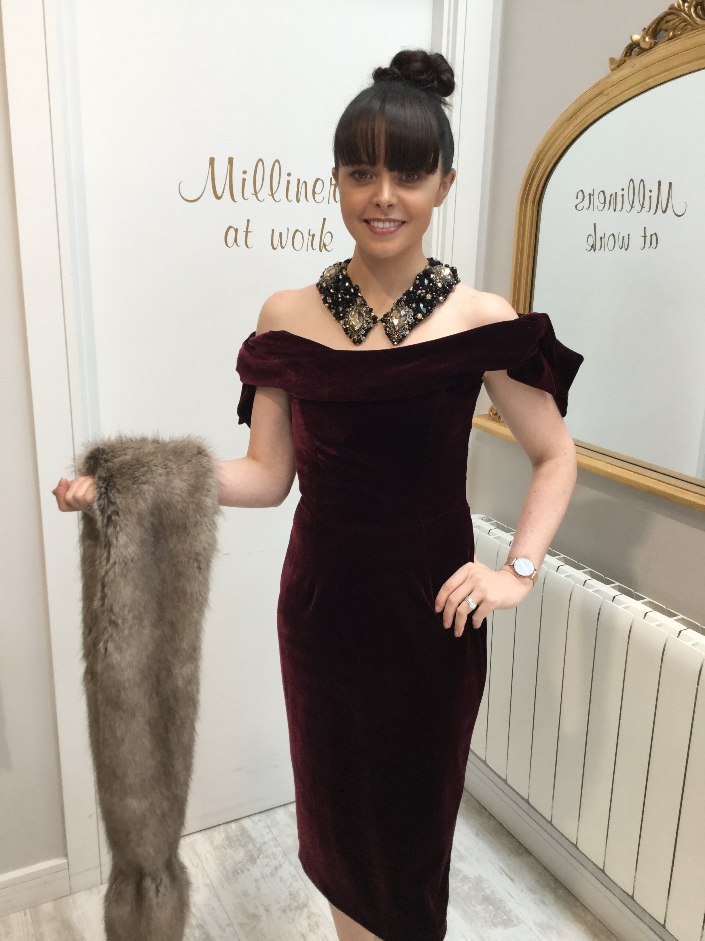 Tilly Dress in Bordeaux Velvet