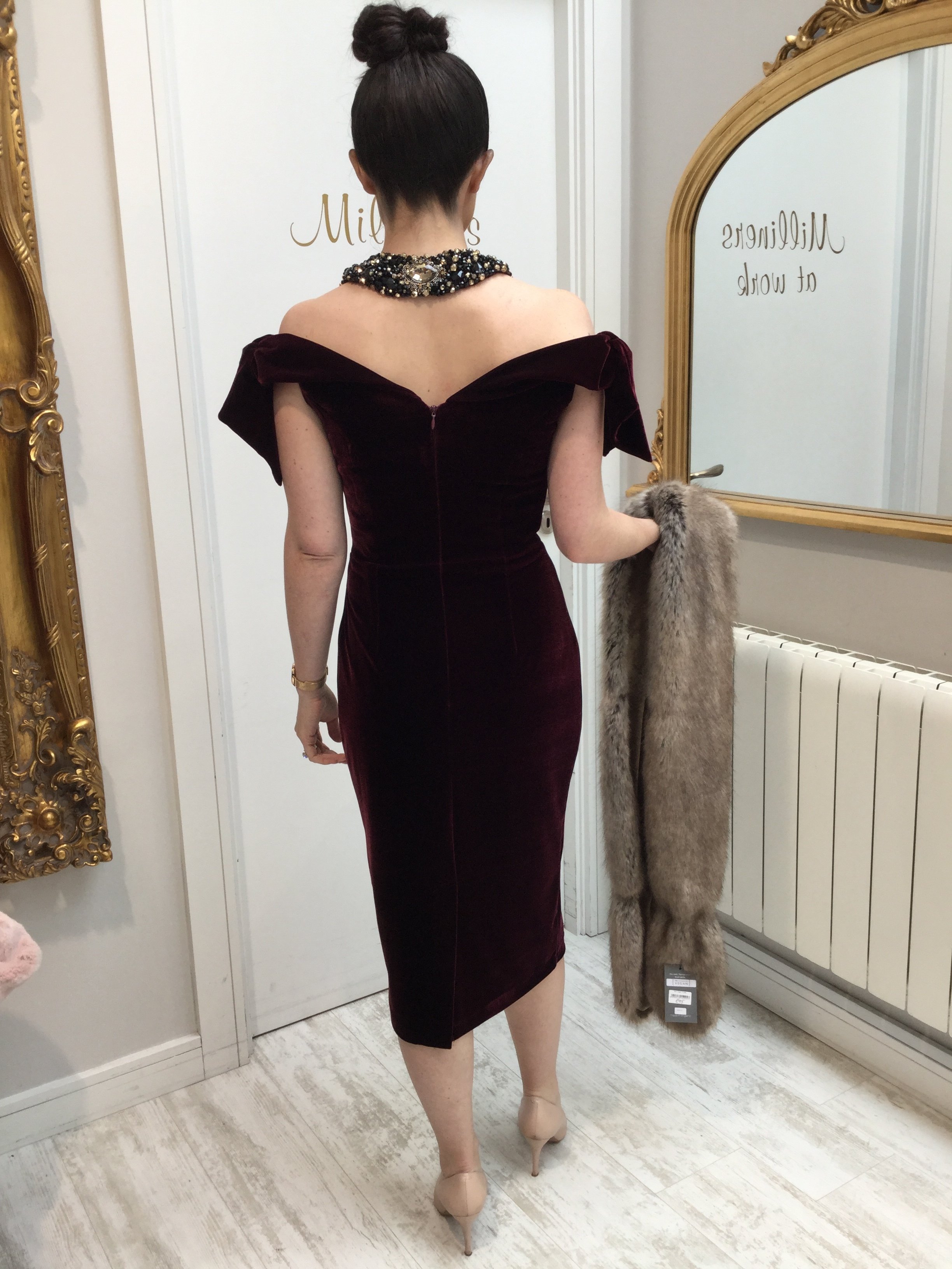 Tilly Dress in Bordeaux Velvet